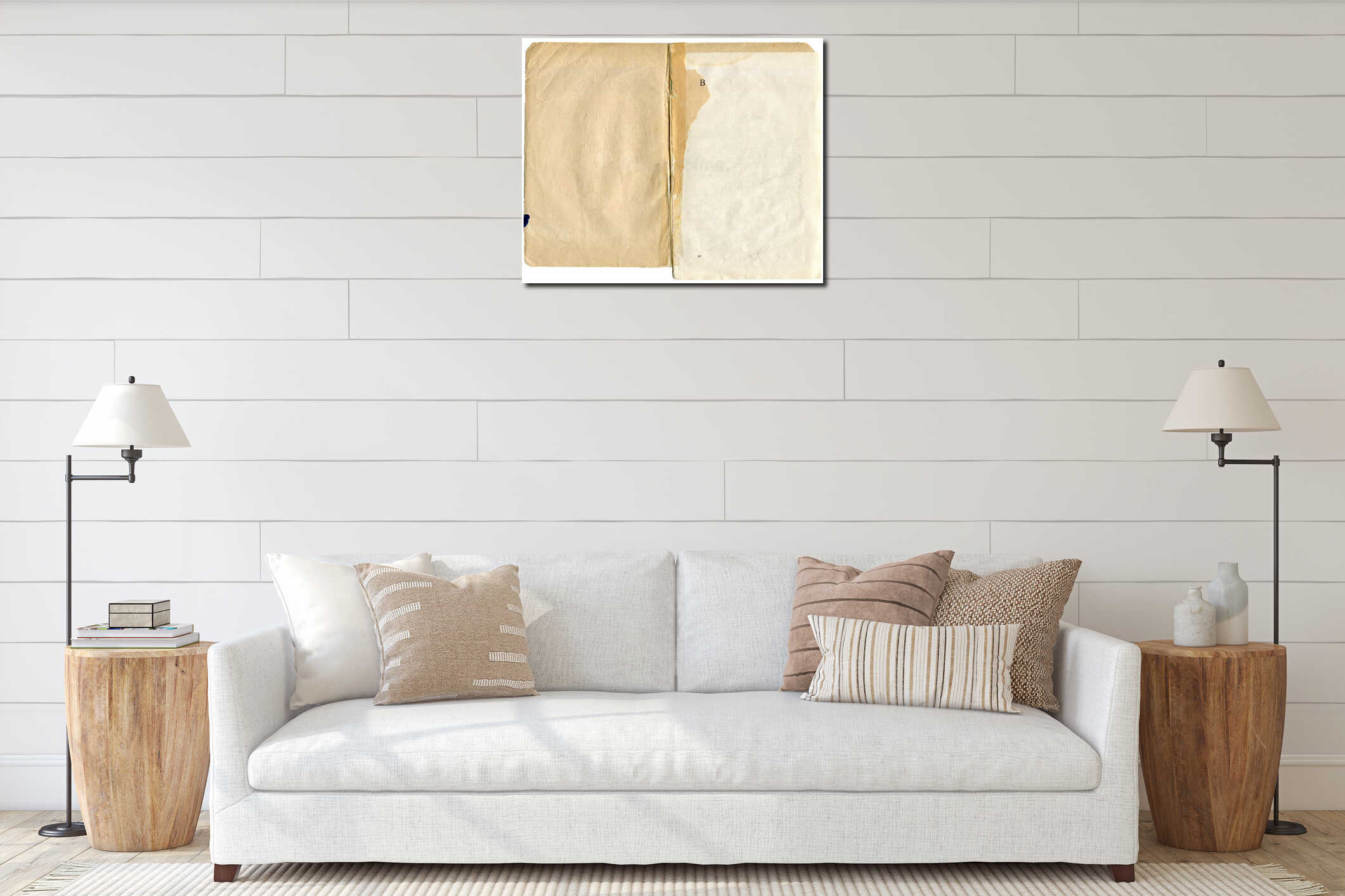 Canvas hanging interior mockup