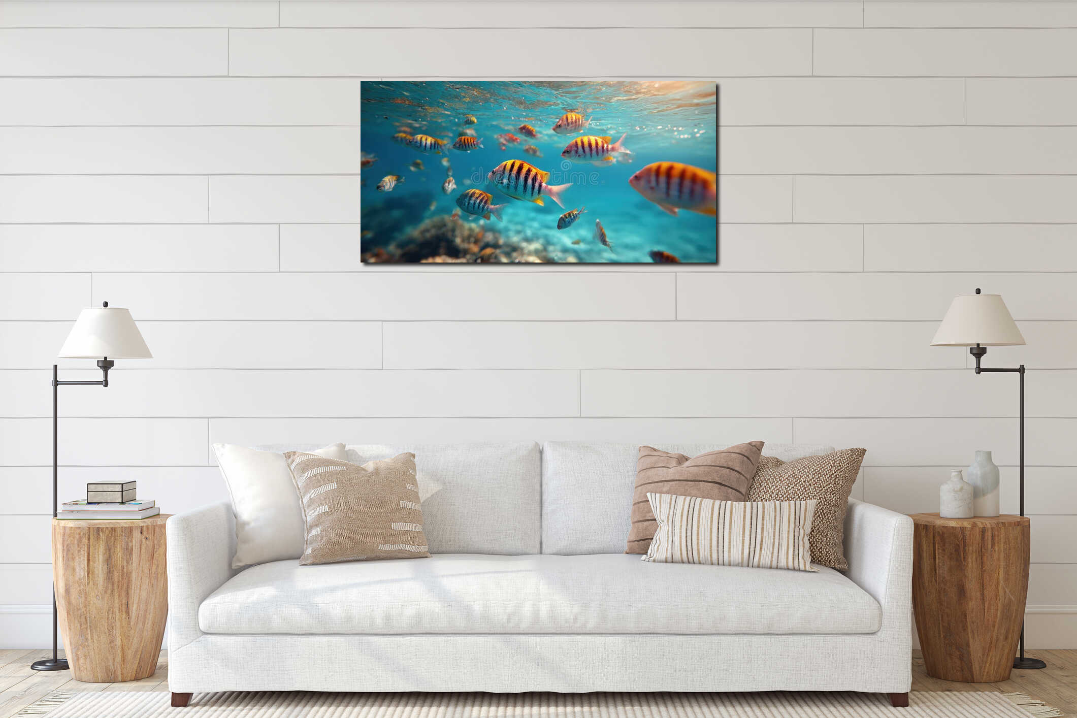 Canvas hanging interior mockup