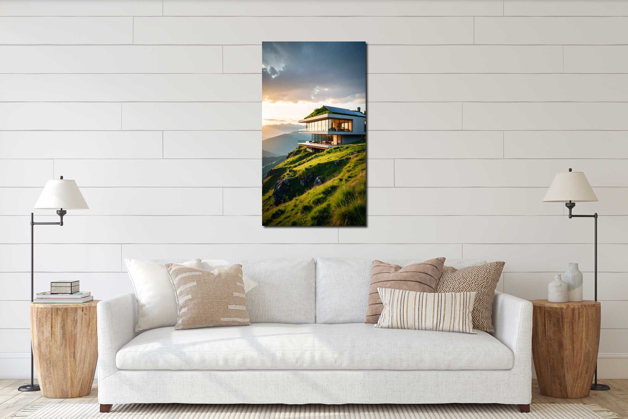 Canvas hanging interior mockup