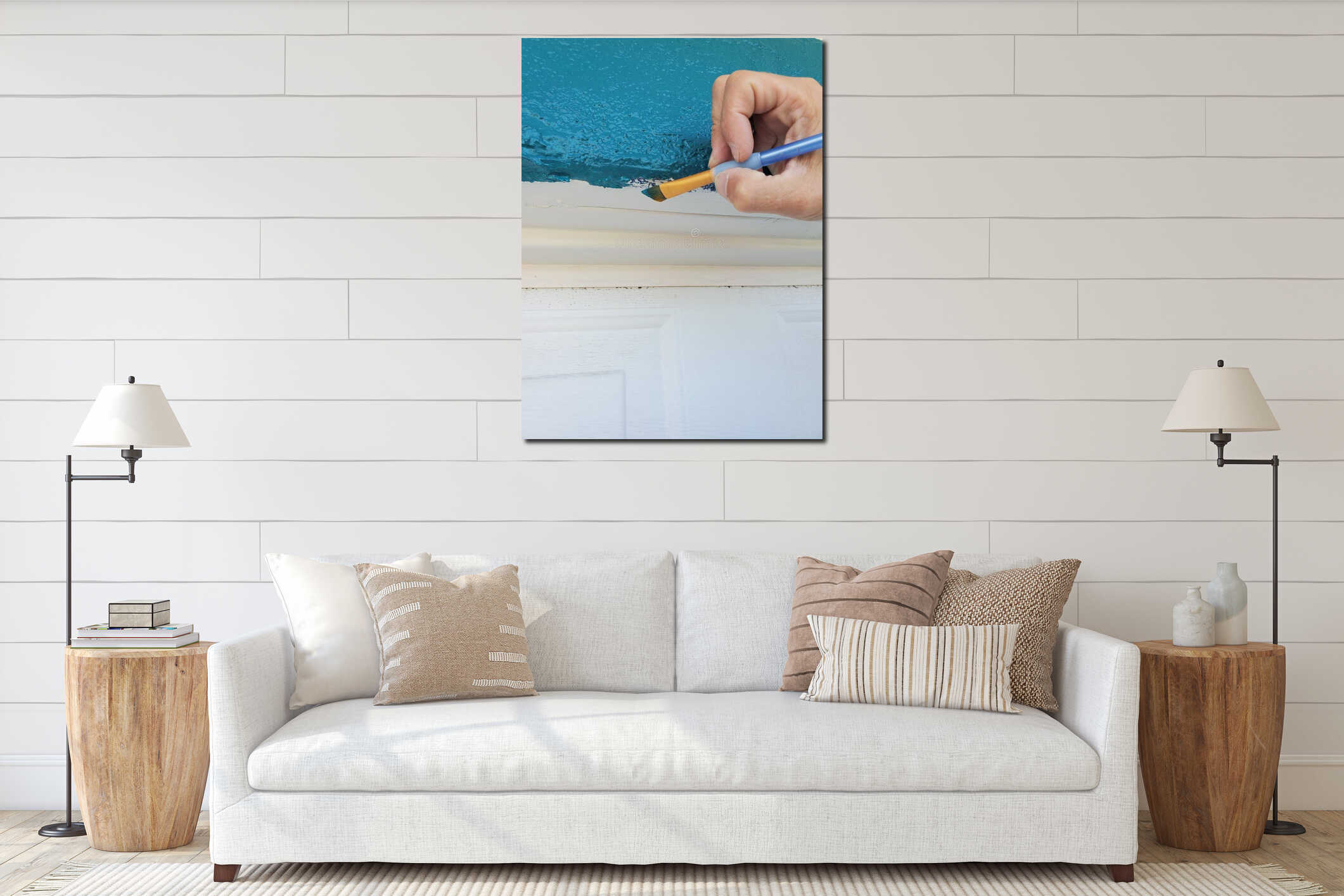 Canvas hanging interior mockup