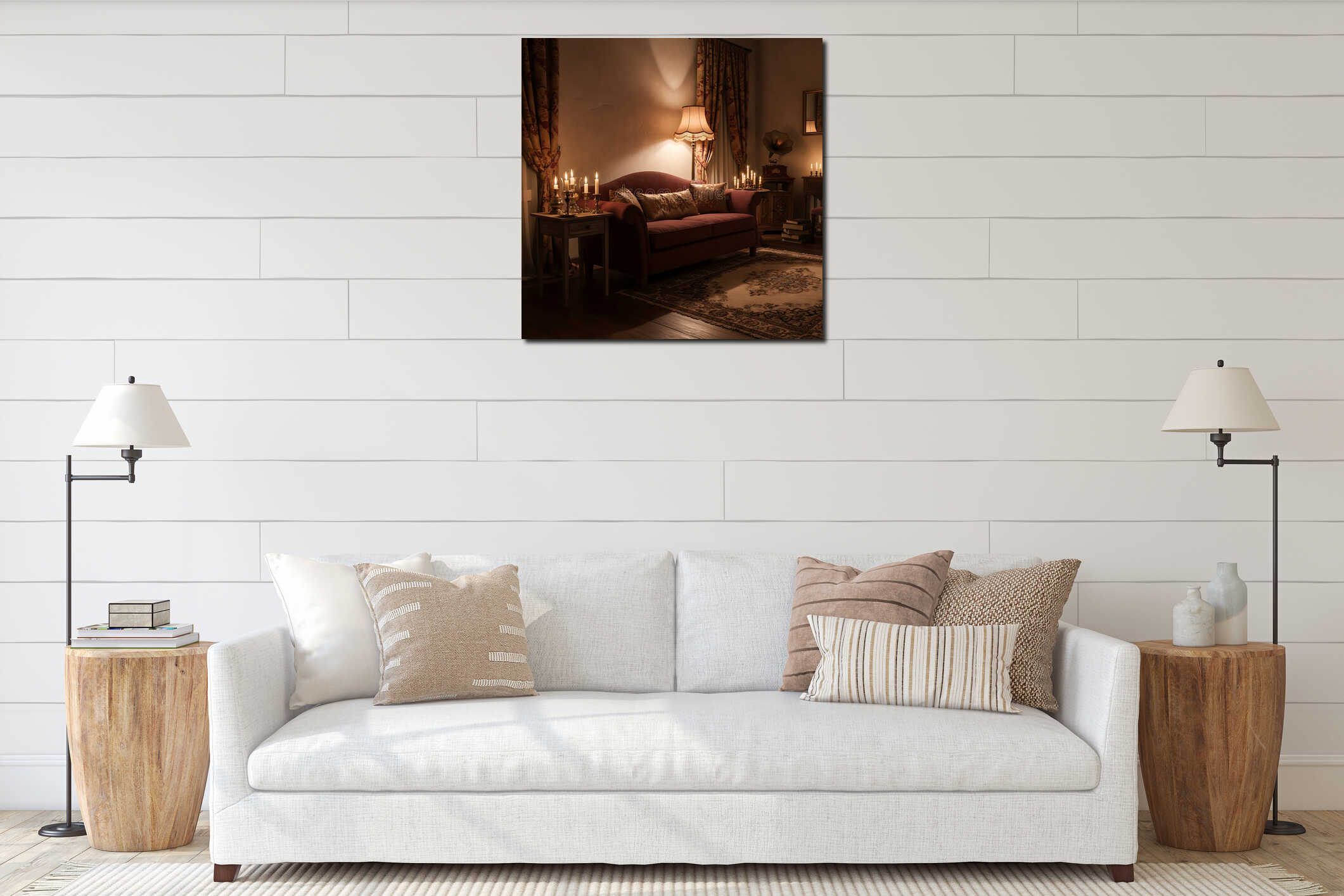 Canvas hanging interior mockup