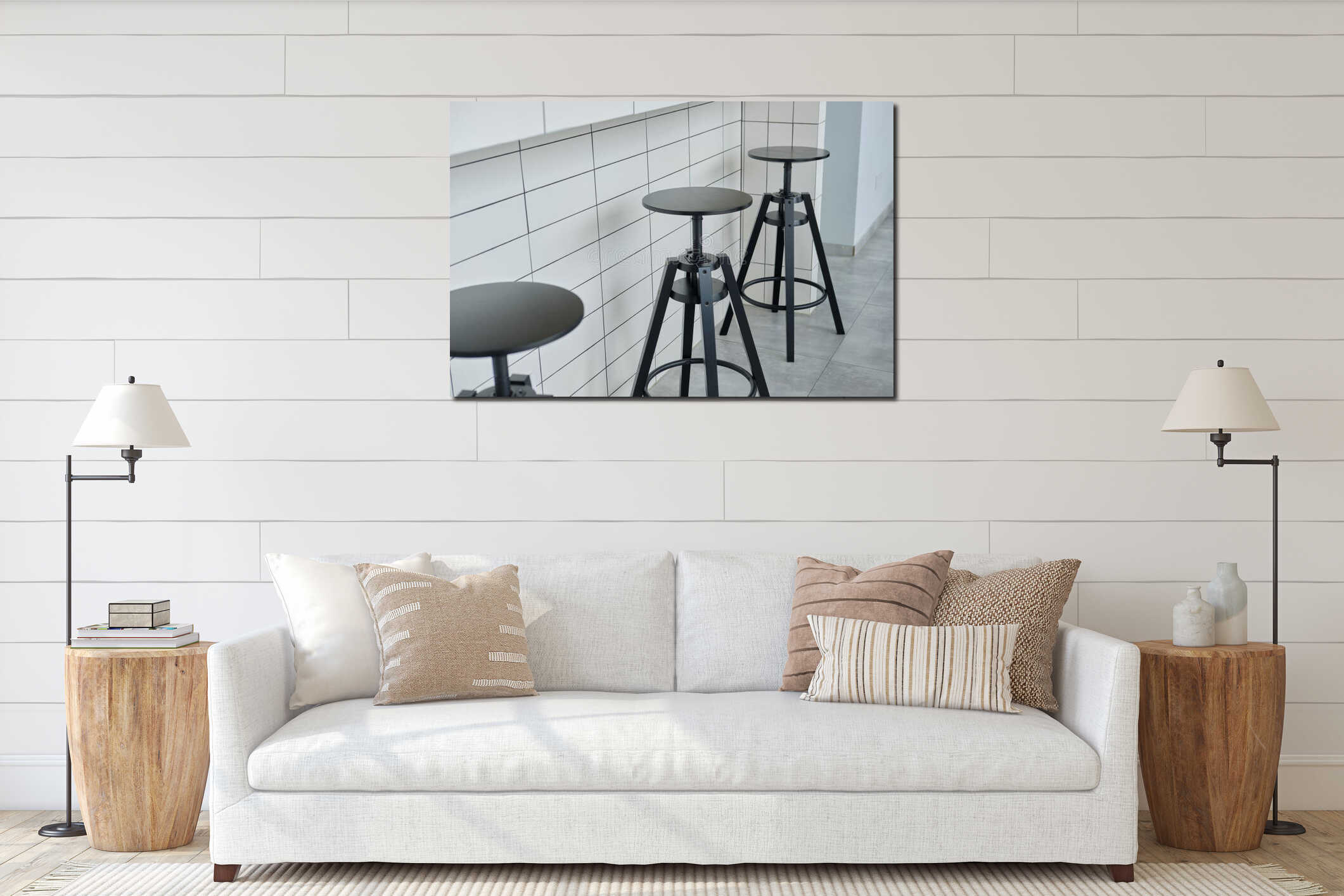Canvas hanging interior mockup