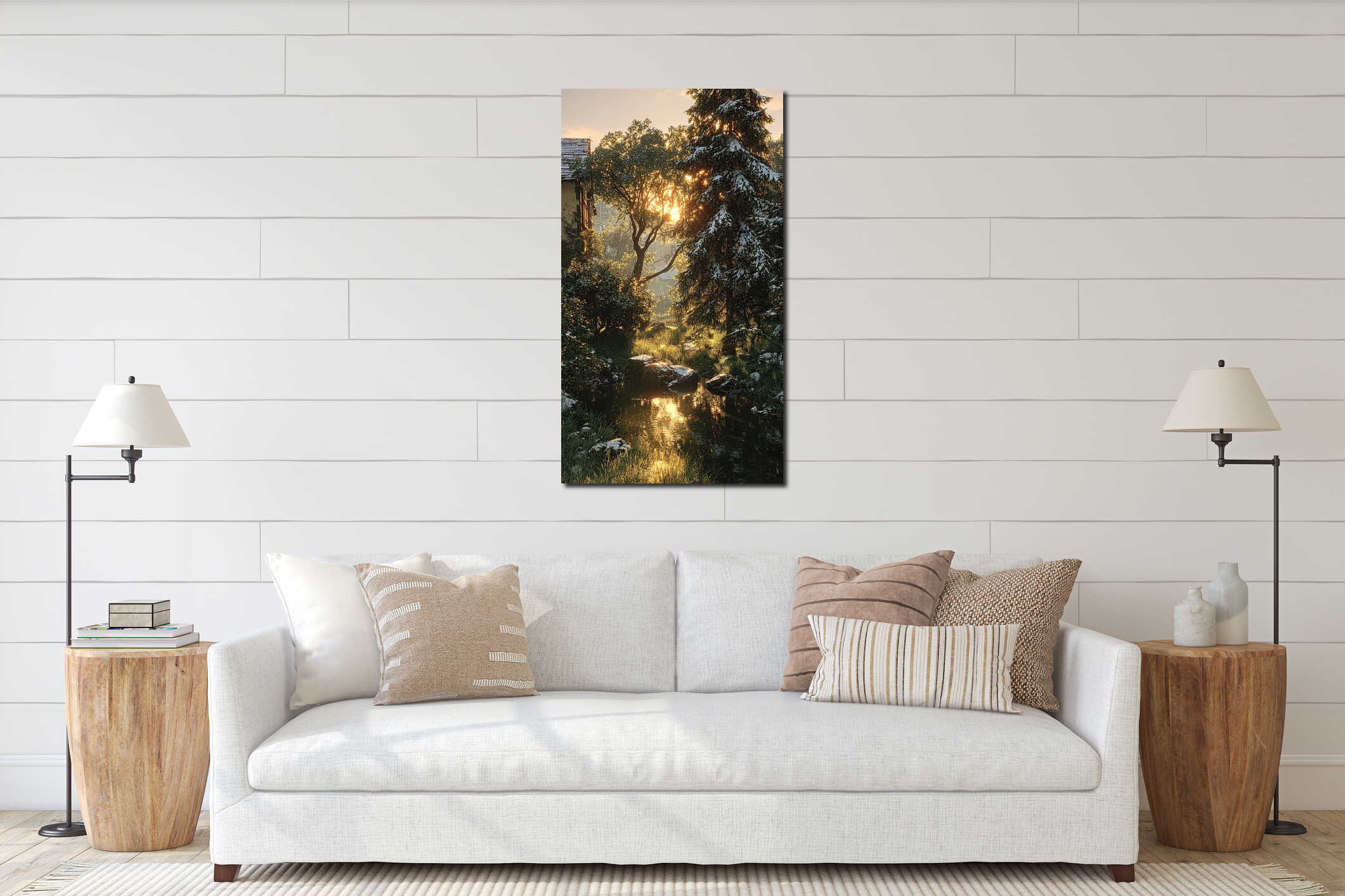 Canvas hanging interior mockup