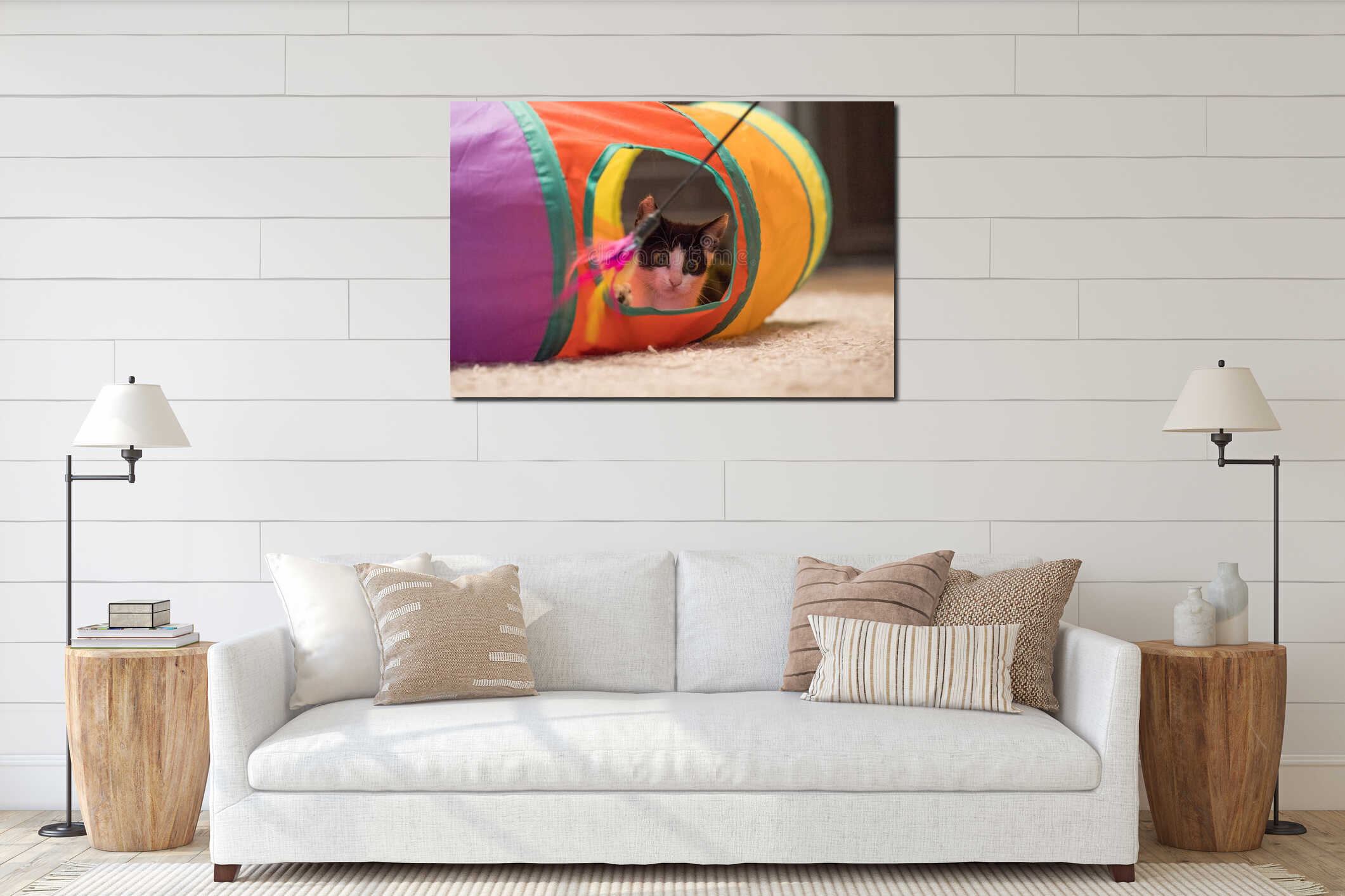 Canvas hanging interior mockup