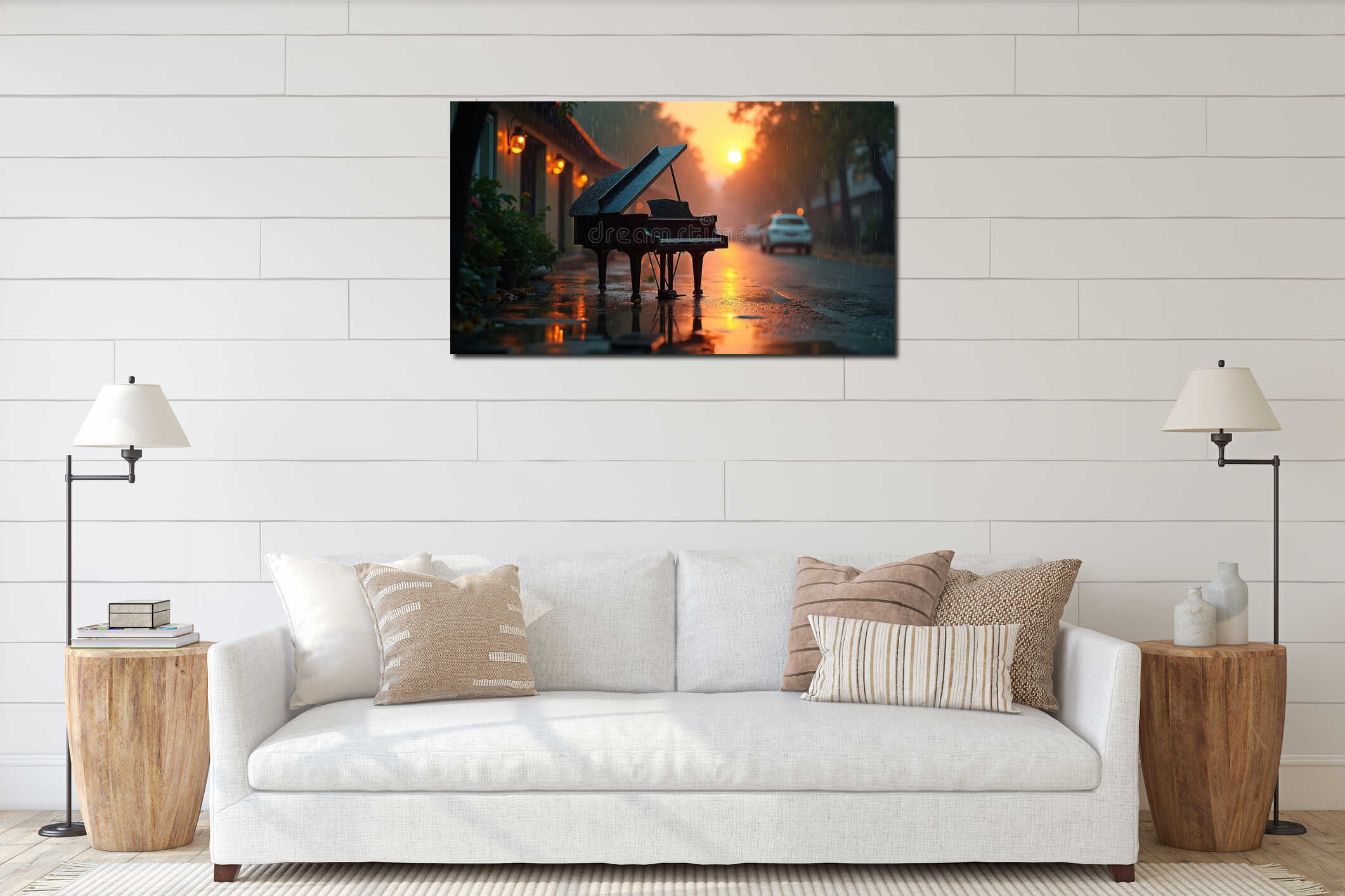 Canvas hanging interior mockup