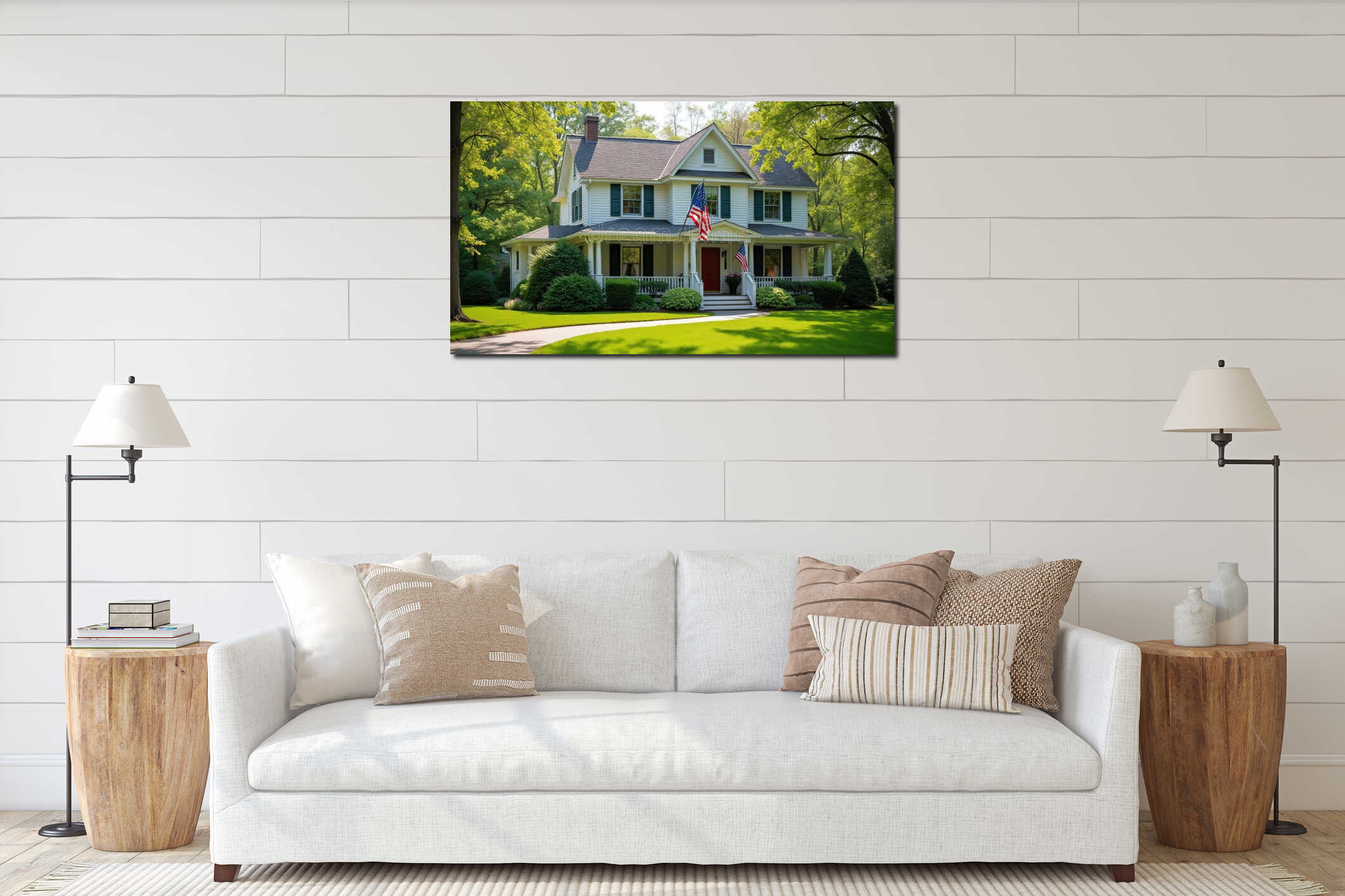 Canvas hanging interior mockup