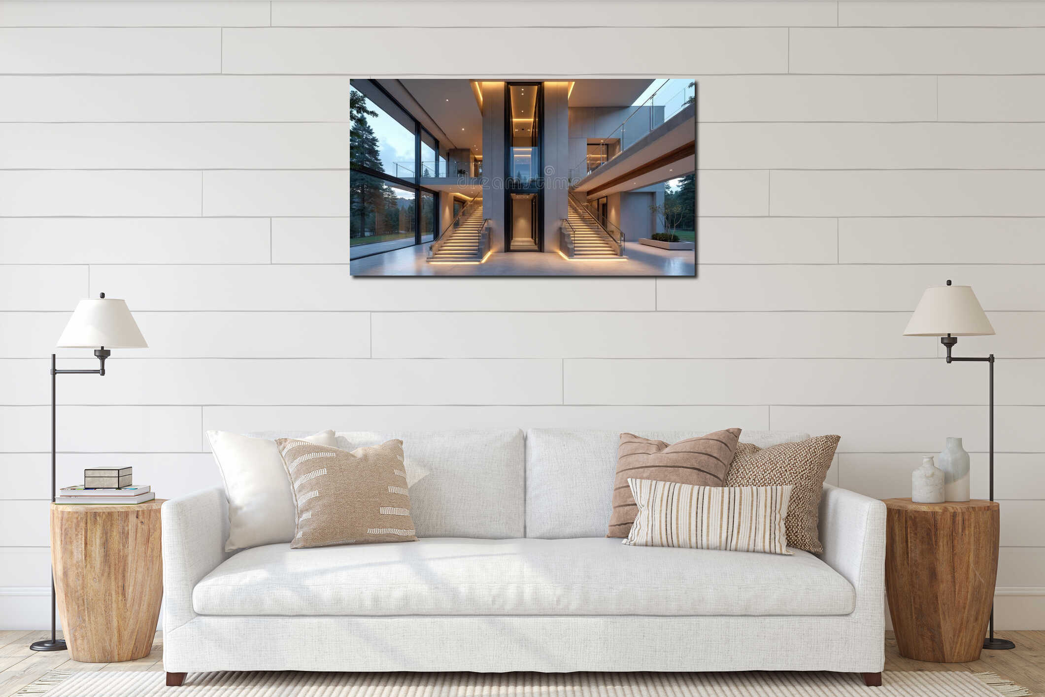 Canvas hanging interior mockup