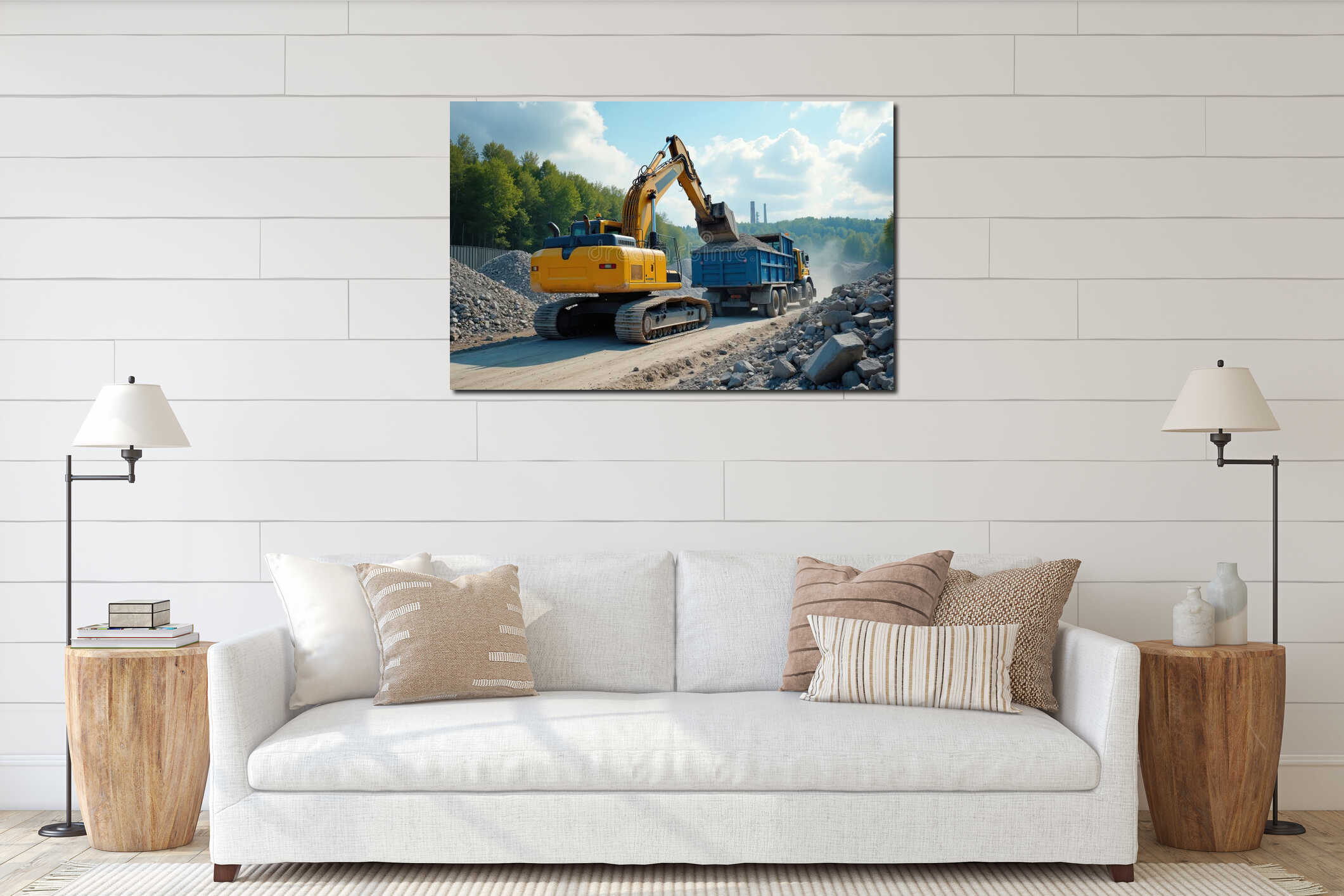 Canvas hanging interior mockup