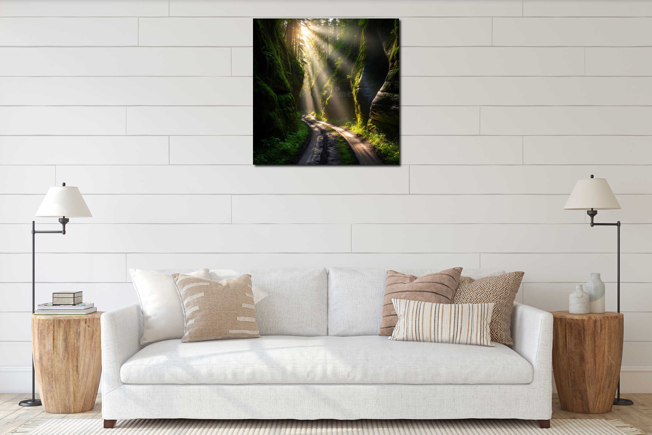 Canvas hanging interior mockup