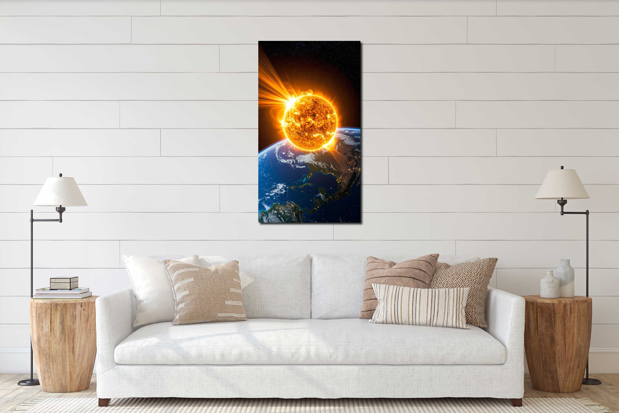 Canvas hanging interior mockup