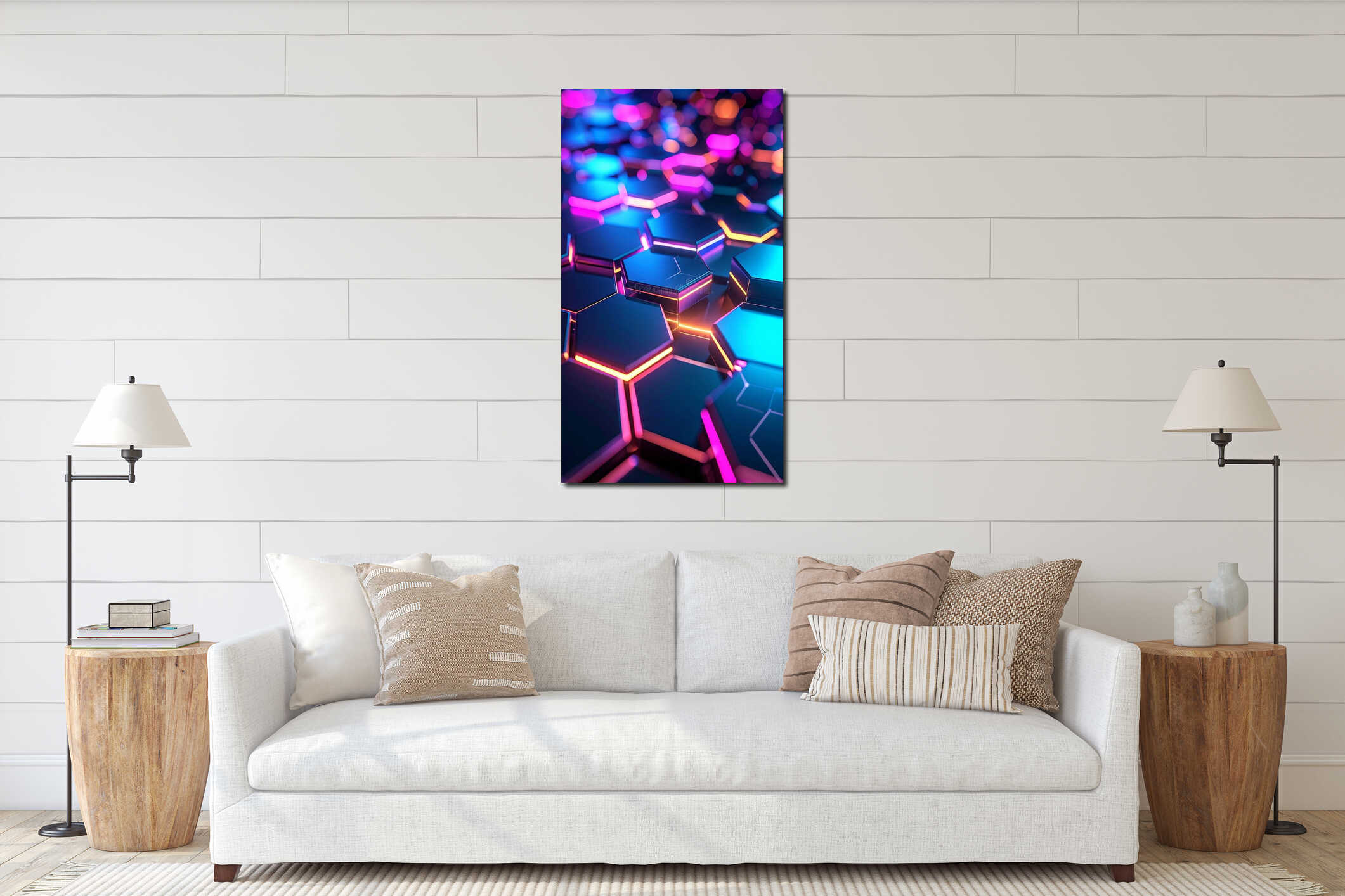 Canvas hanging interior mockup