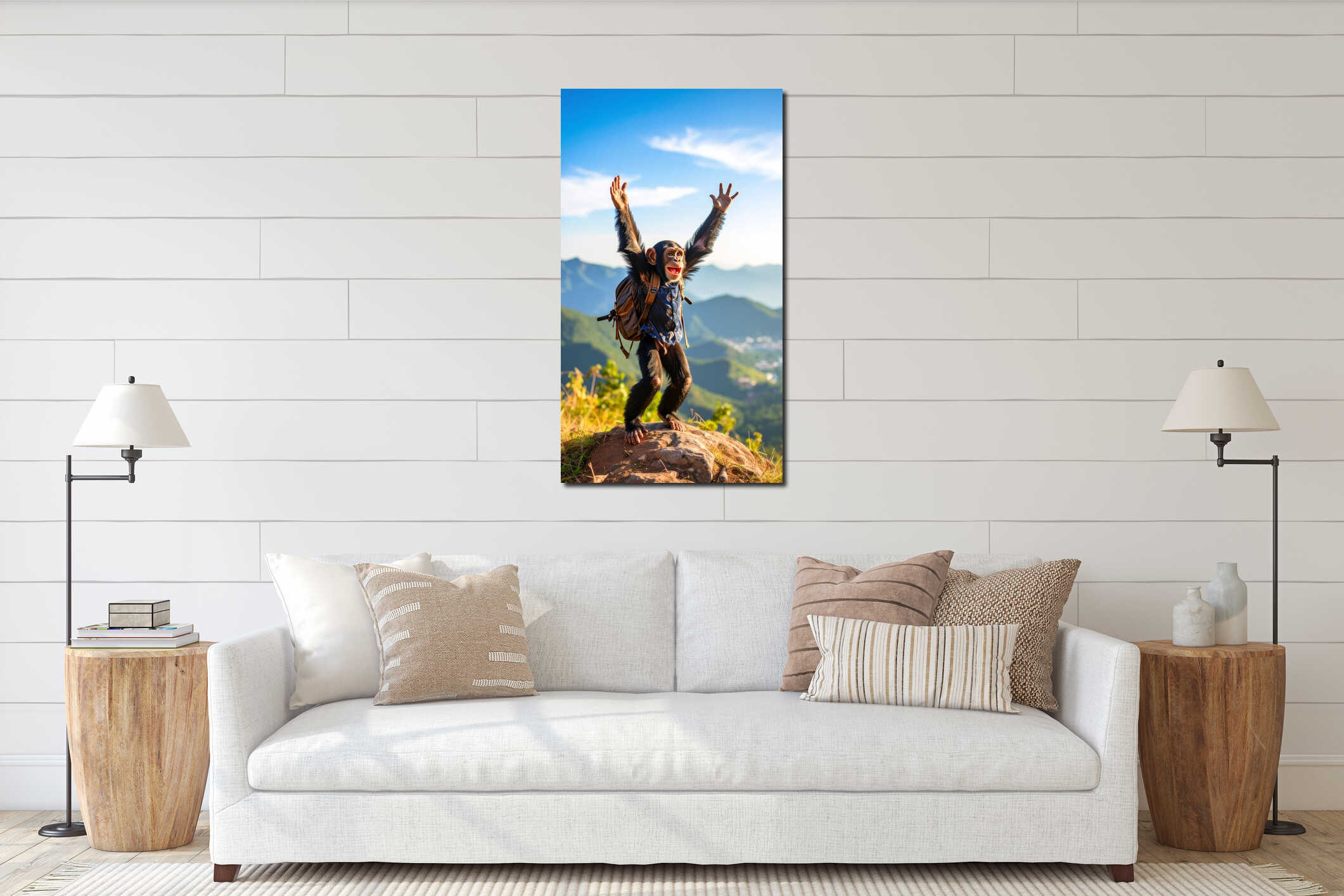 Canvas hanging interior mockup