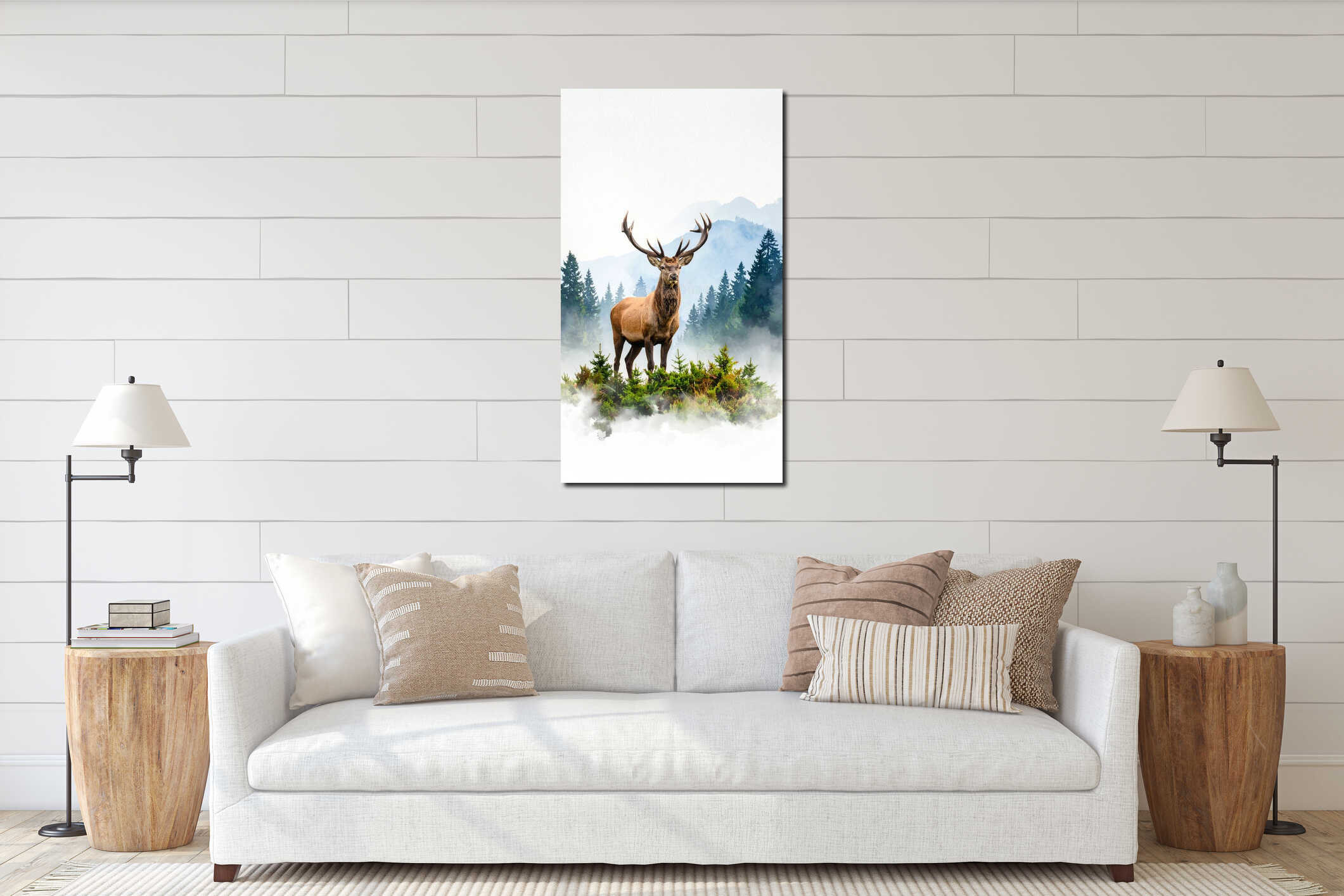 Canvas hanging interior mockup