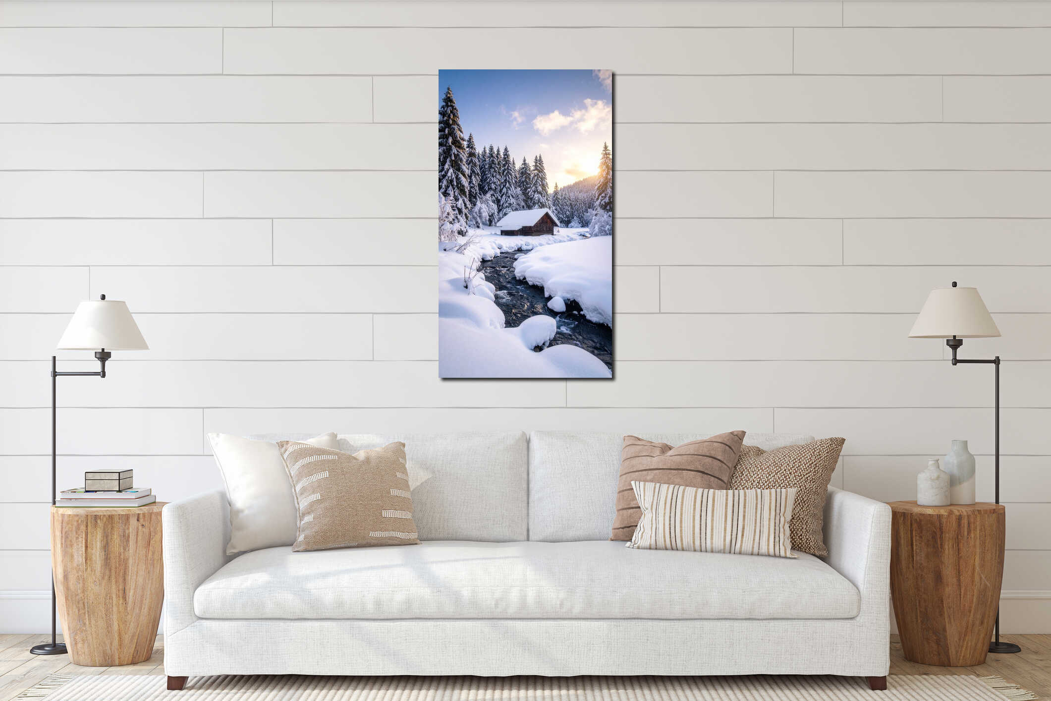 Canvas hanging interior mockup