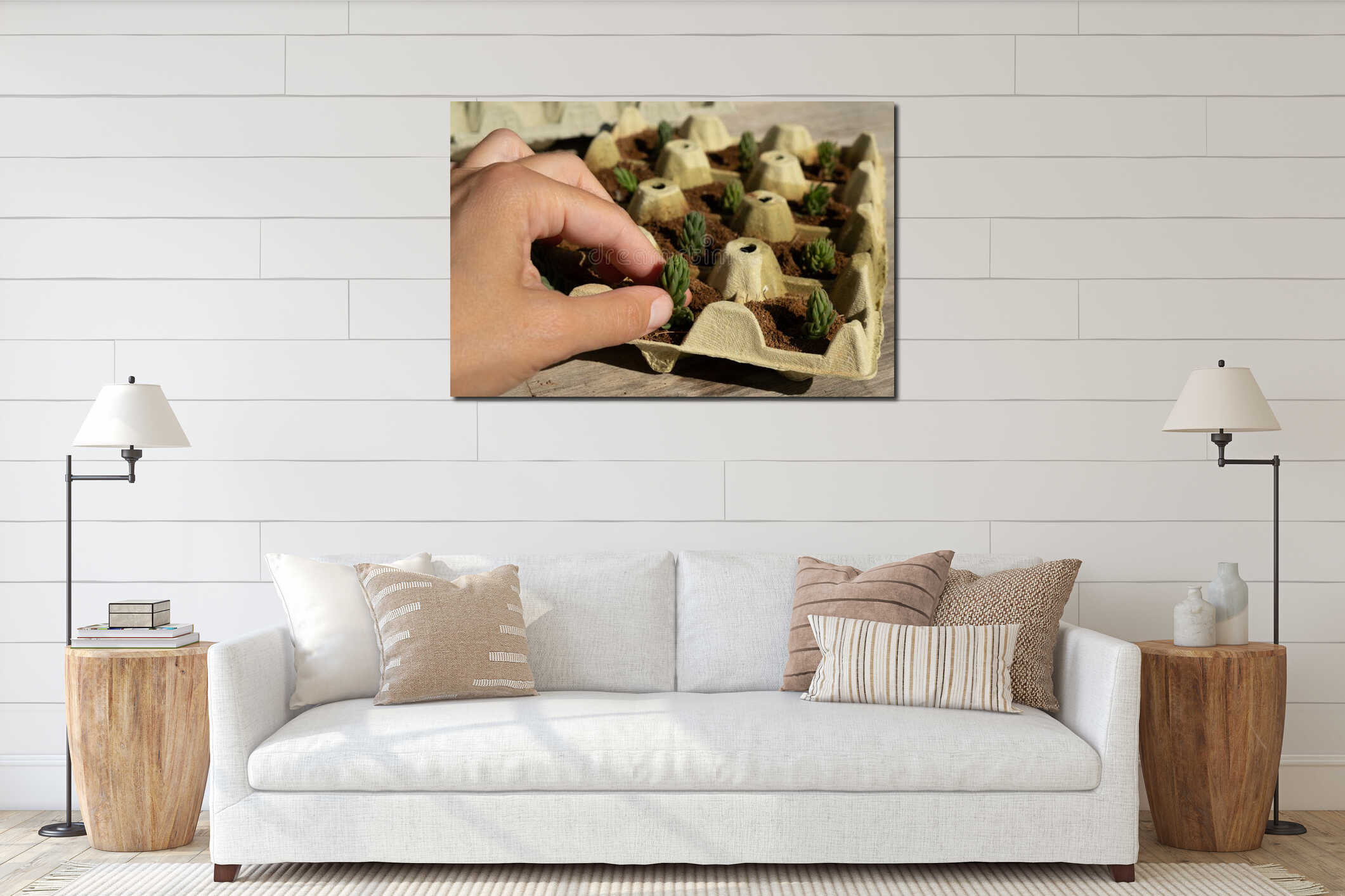 Canvas hanging interior mockup