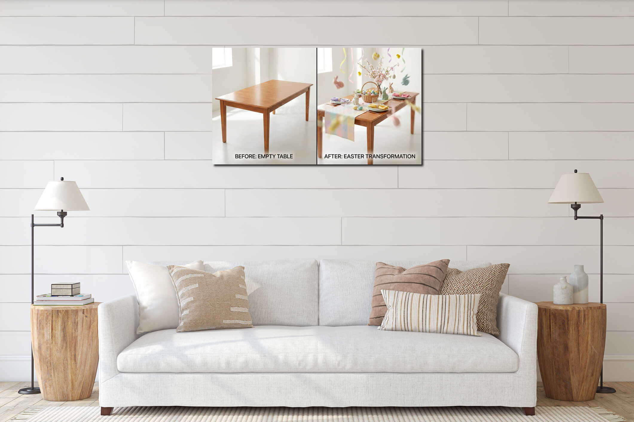 Canvas hanging interior mockup