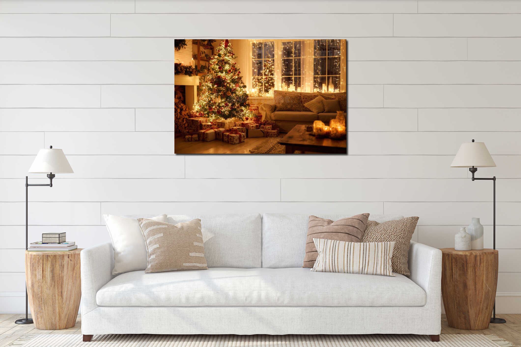 Canvas hanging interior mockup