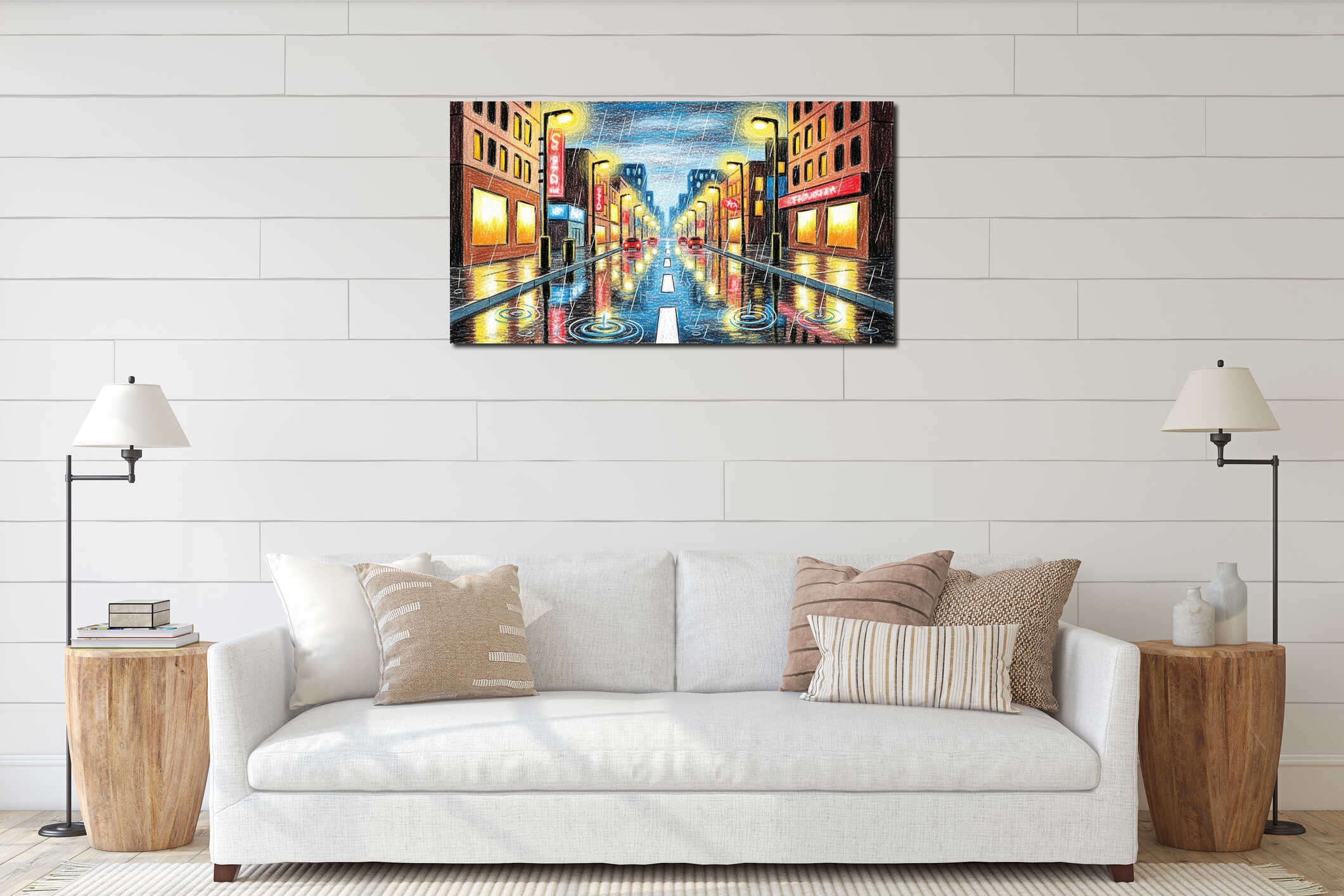 Canvas hanging interior mockup