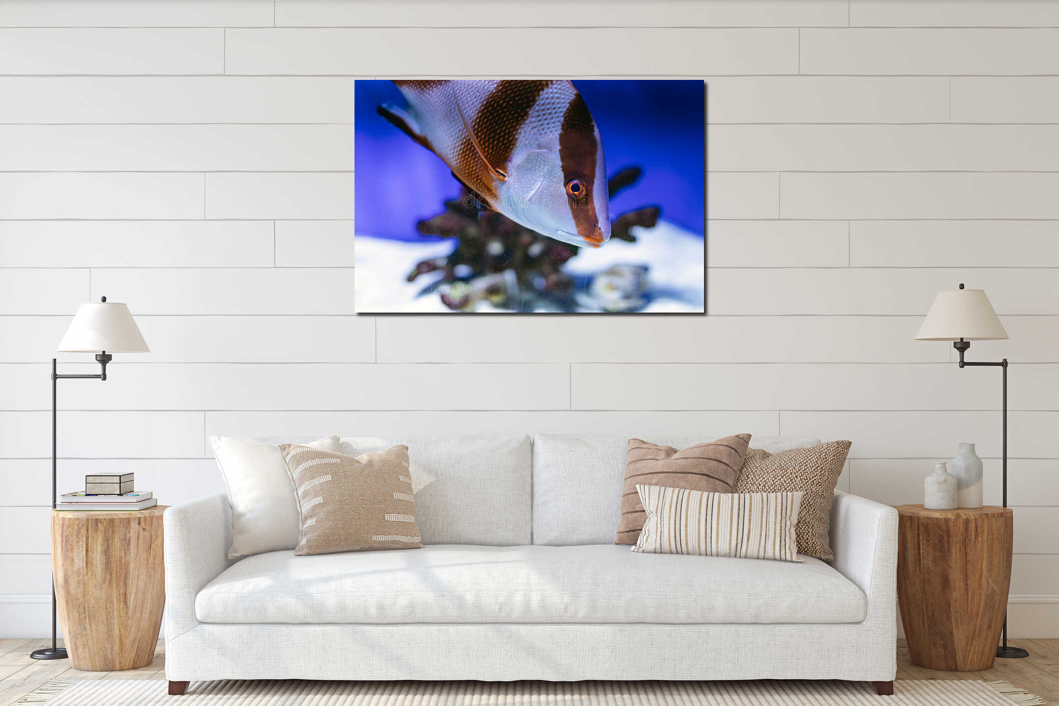 Canvas hanging interior mockup