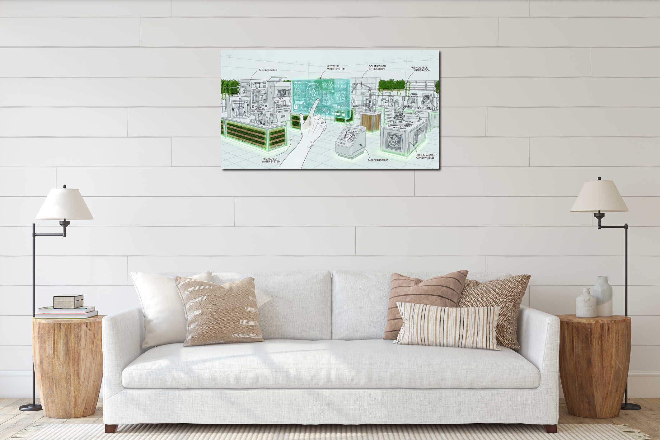 Canvas hanging interior mockup