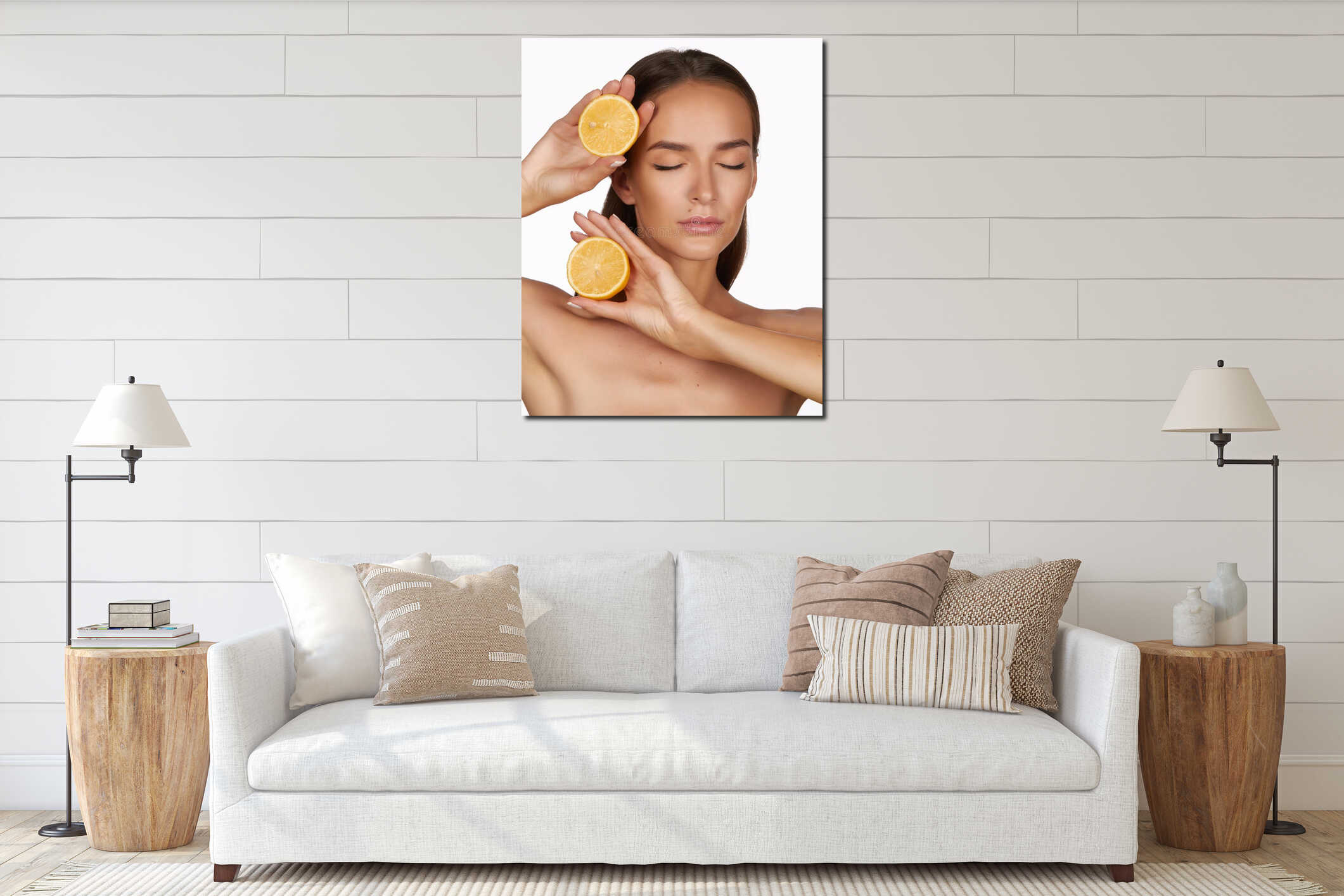 Canvas hanging interior mockup