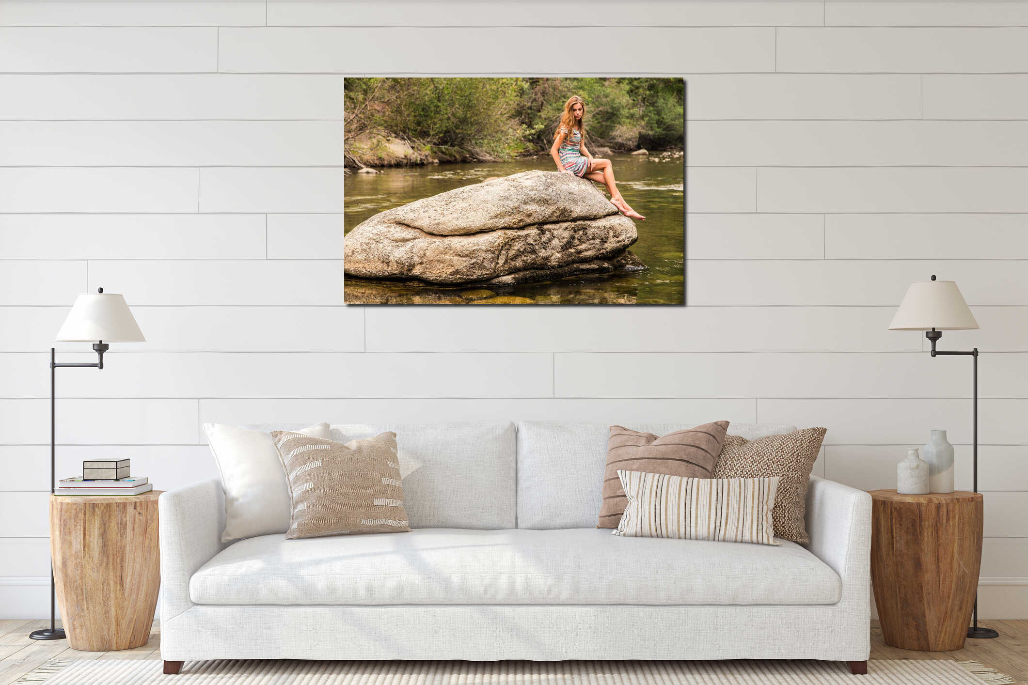 Canvas hanging interior mockup