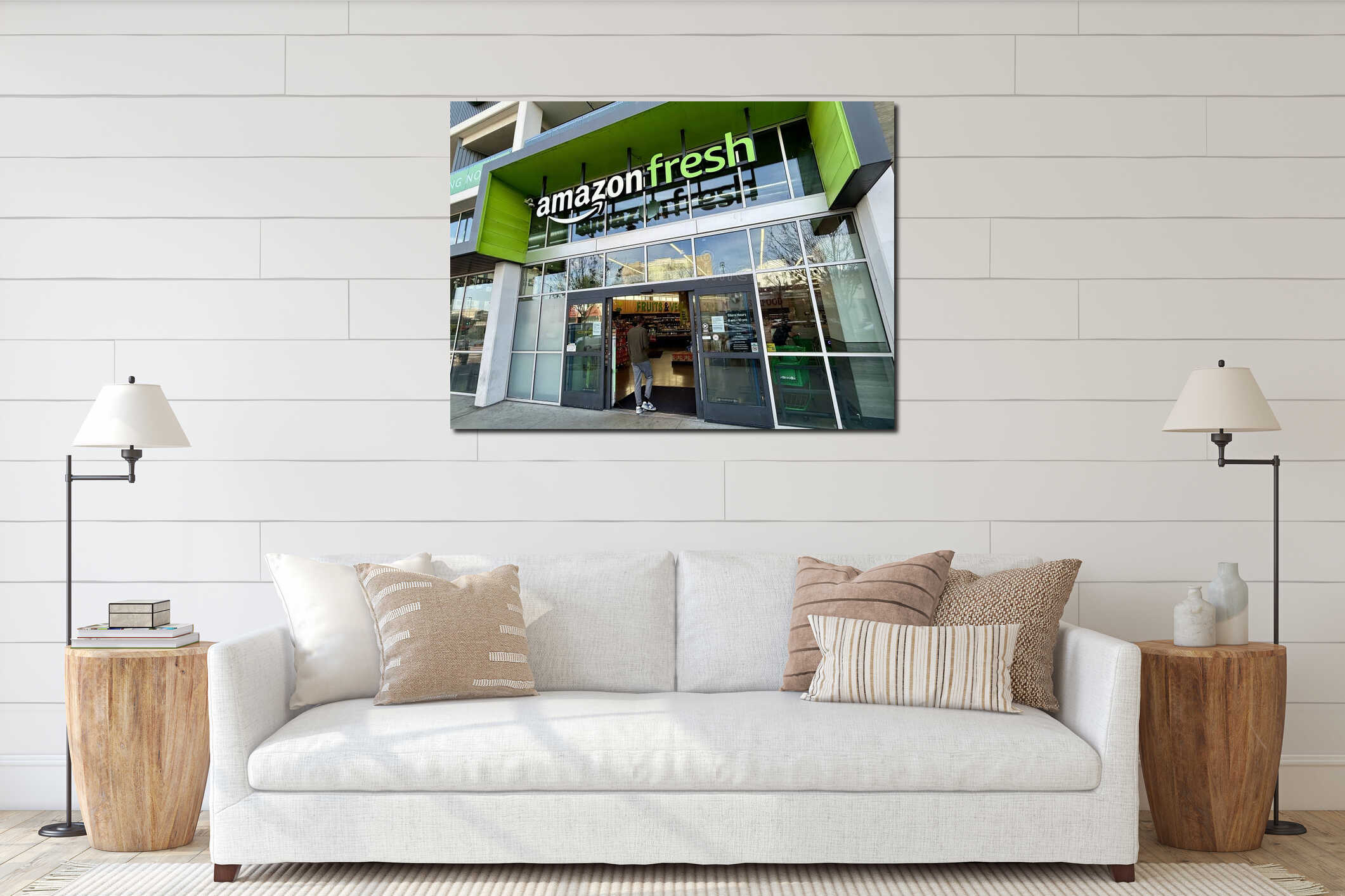Canvas hanging interior mockup