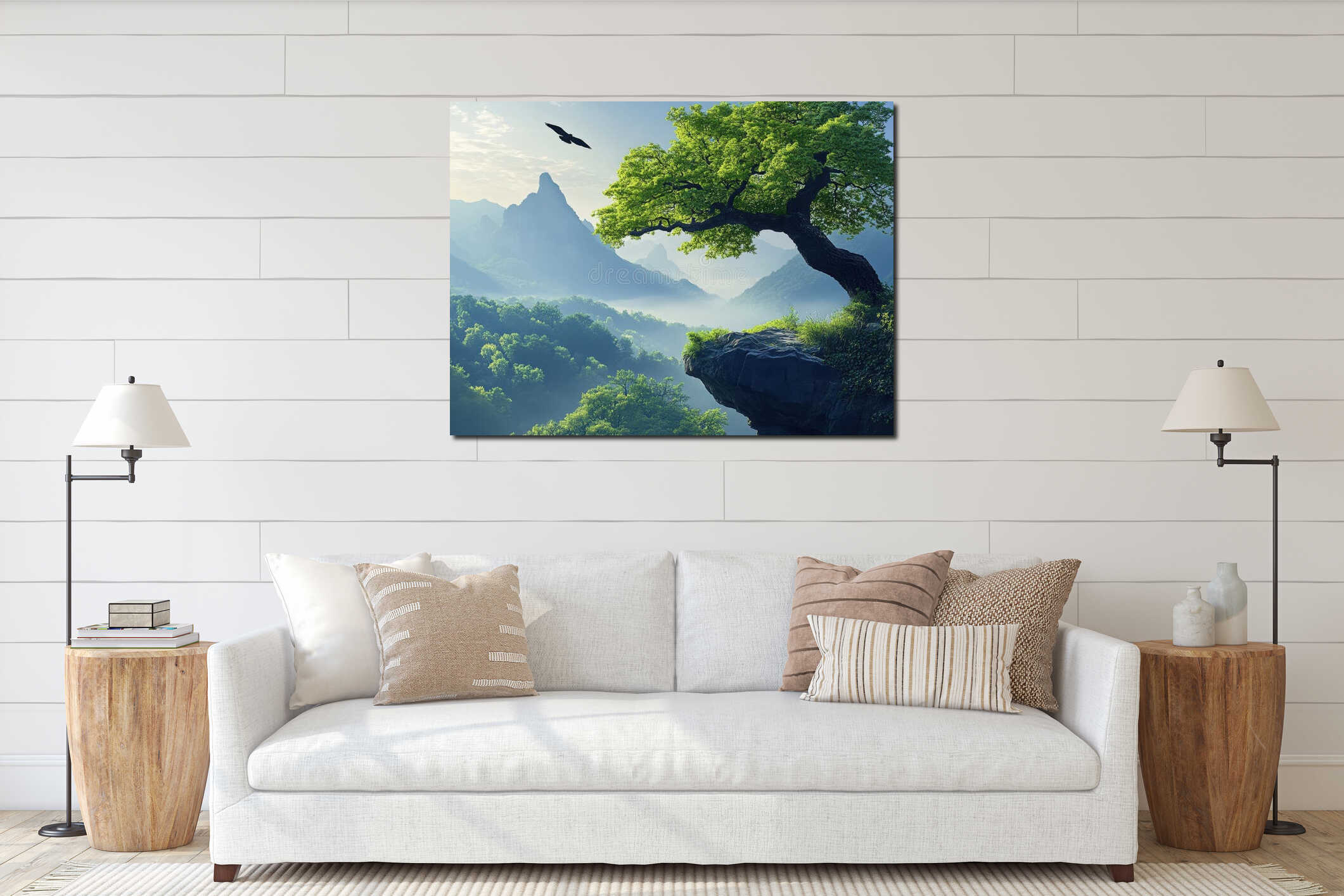 Canvas hanging interior mockup