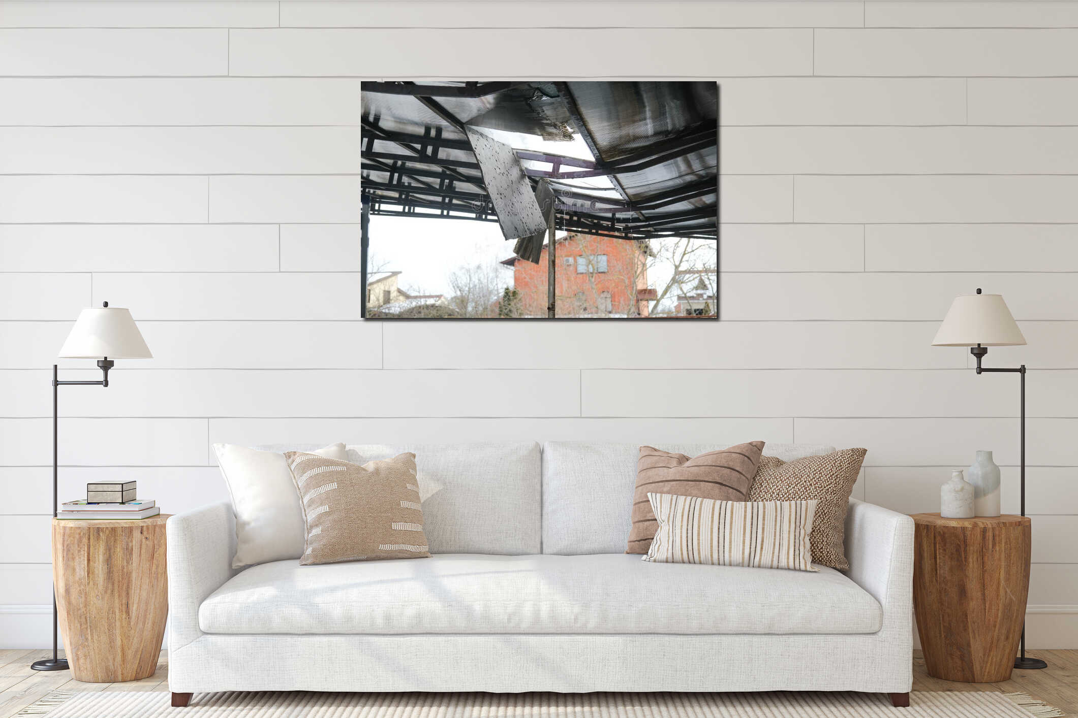 Canvas hanging interior mockup