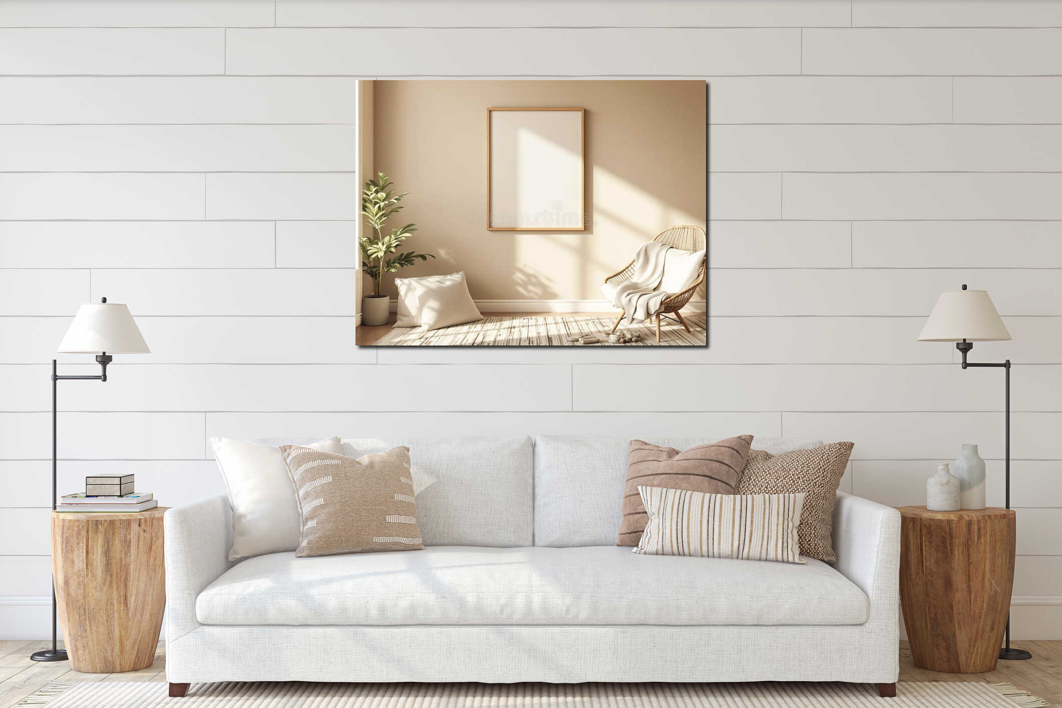 Canvas hanging interior mockup