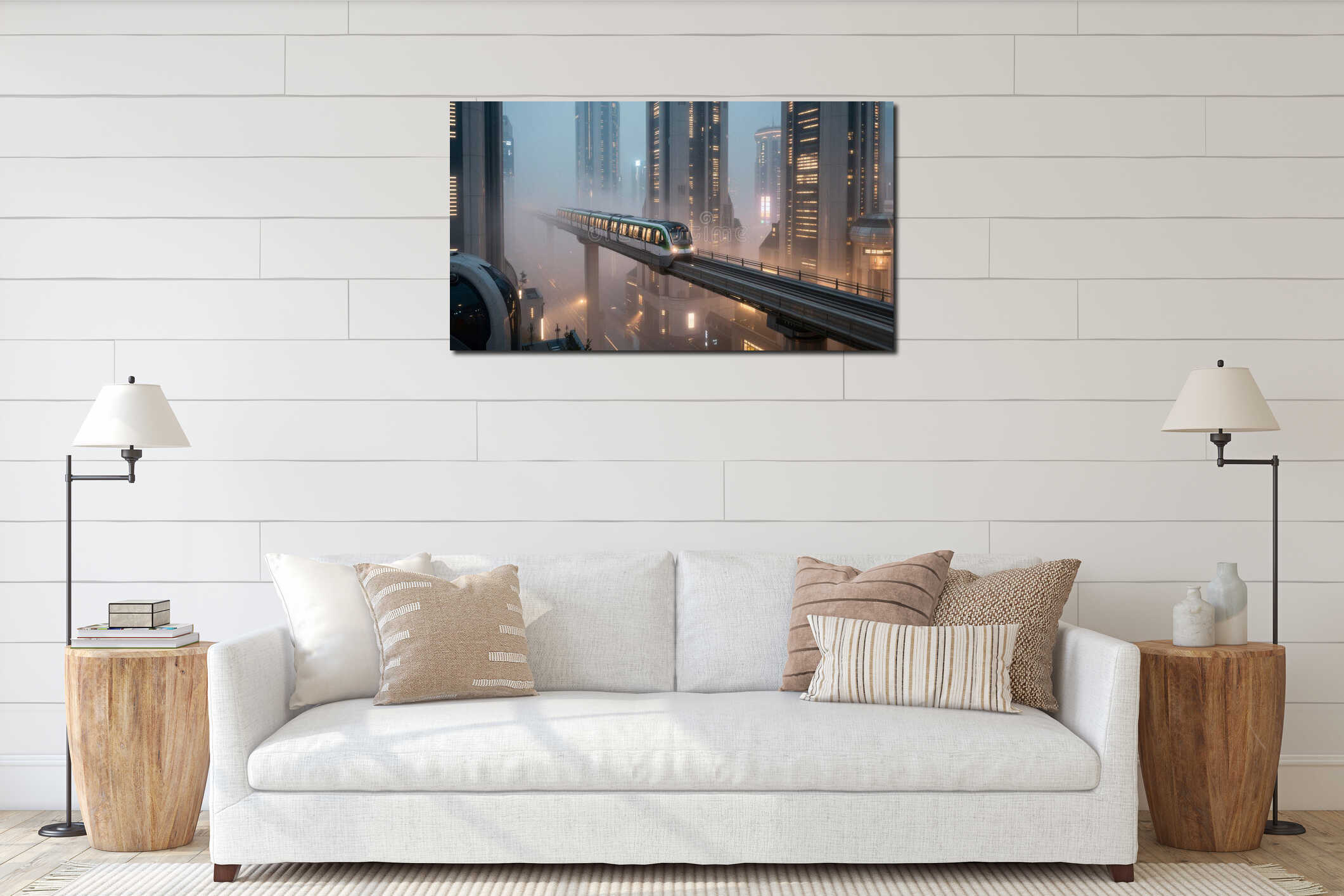 Canvas hanging interior mockup