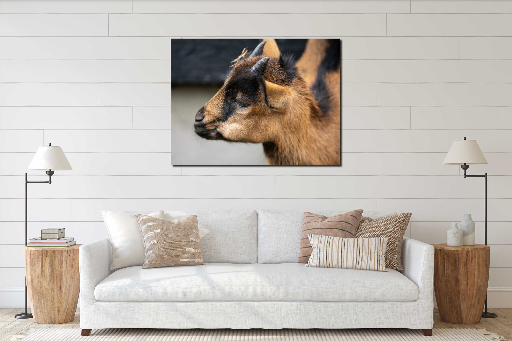 Canvas hanging interior mockup