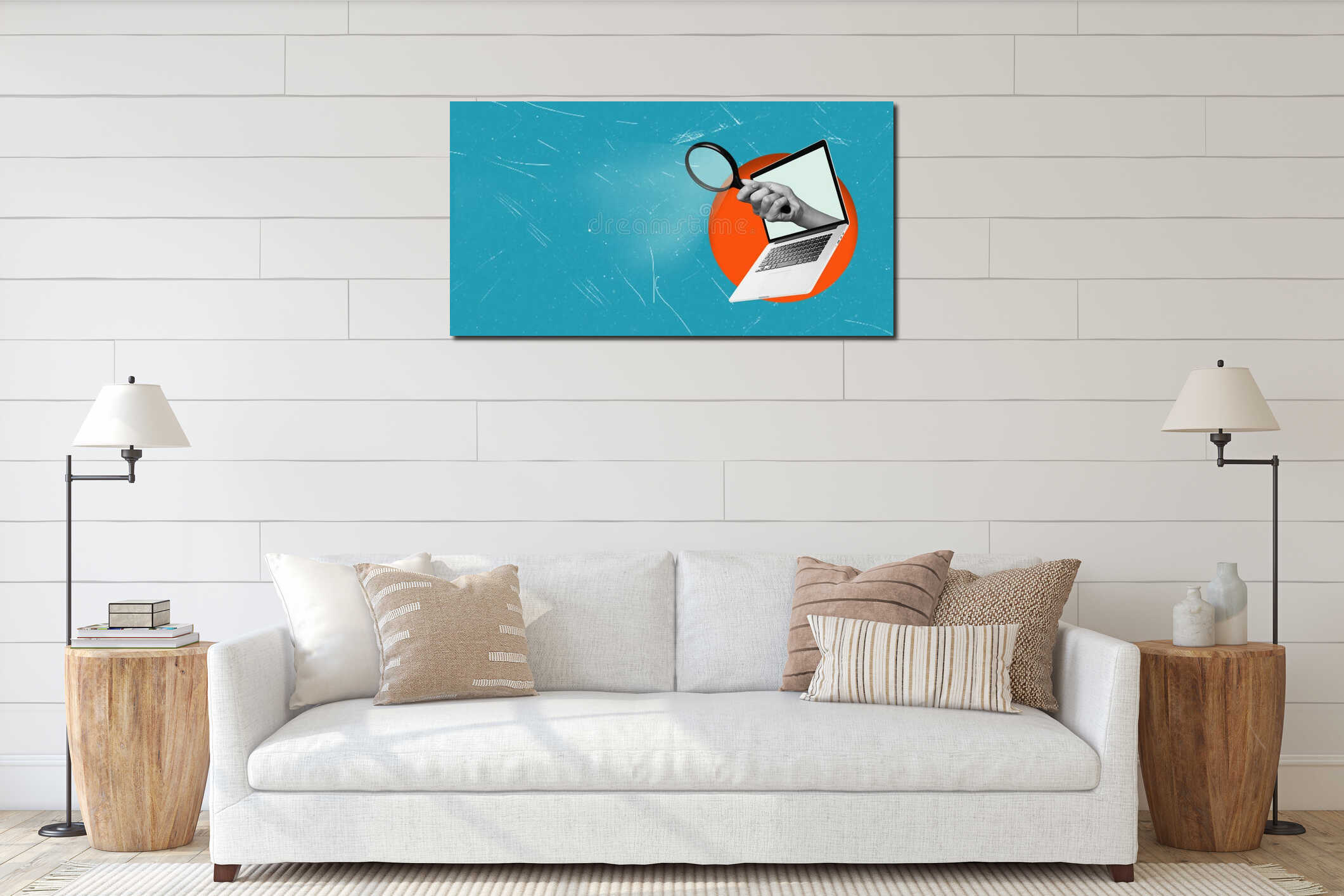 Canvas hanging interior mockup