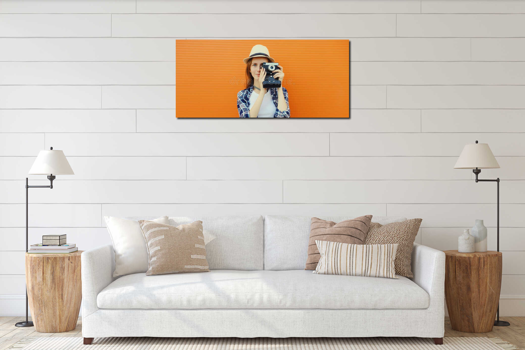 Canvas hanging interior mockup