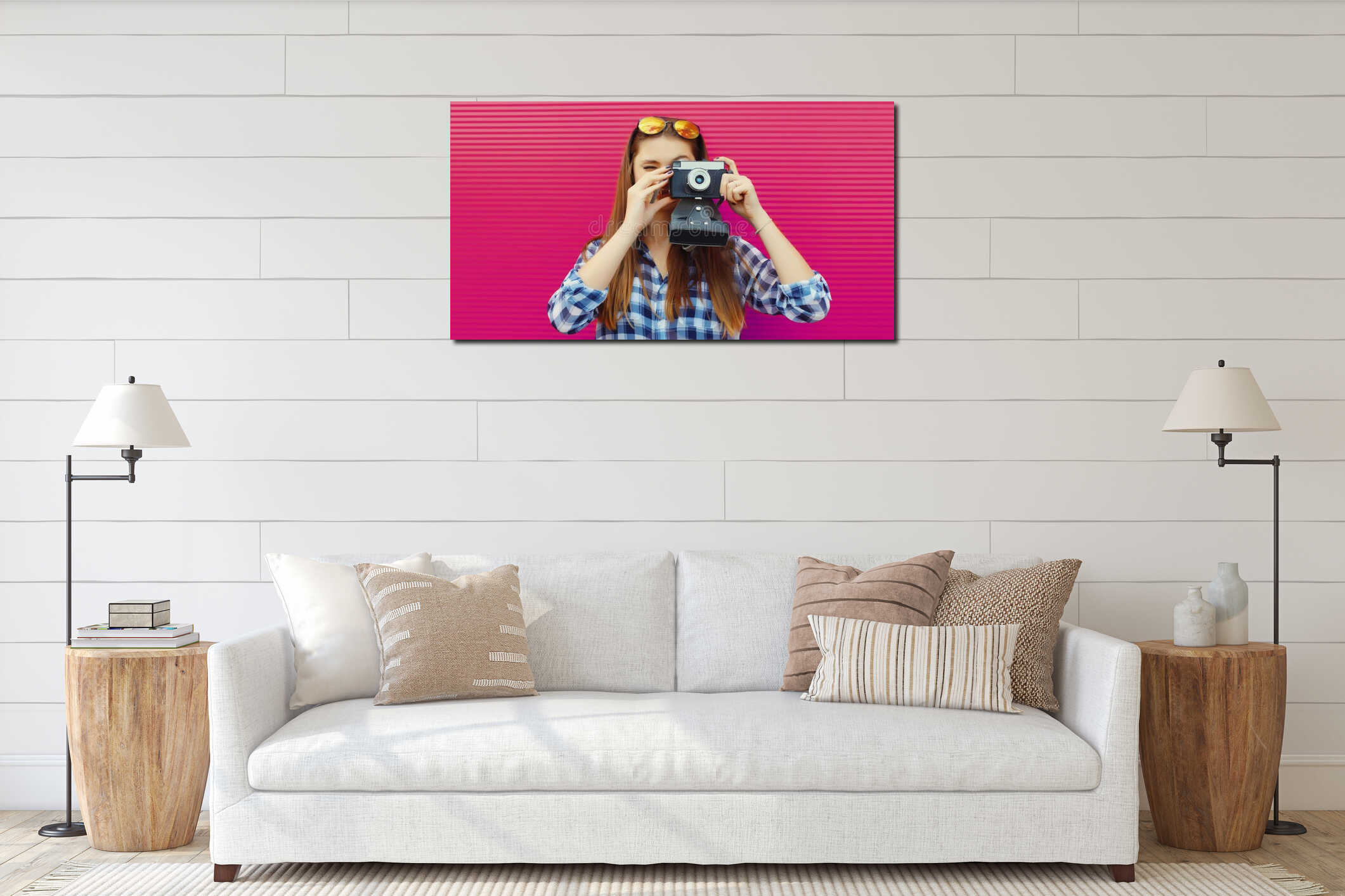 Canvas hanging interior mockup