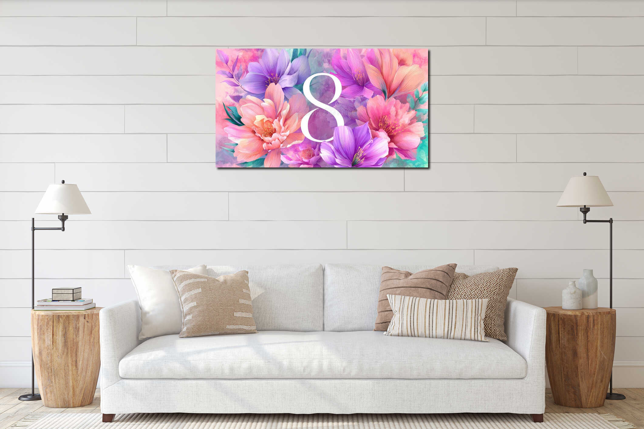 Canvas hanging interior mockup