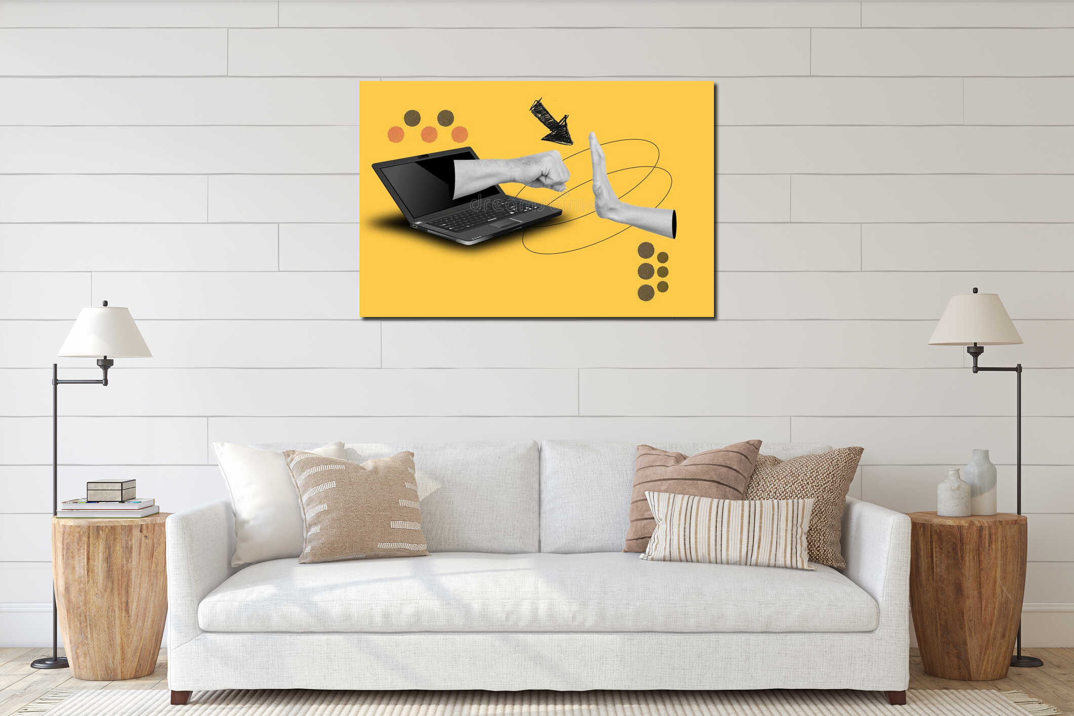 Canvas hanging interior mockup