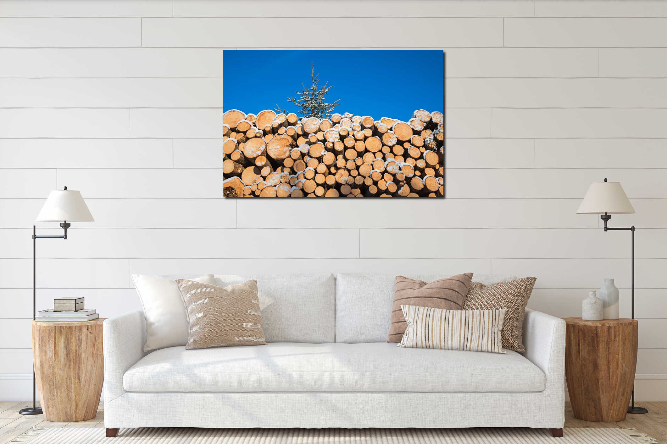 Canvas hanging interior mockup