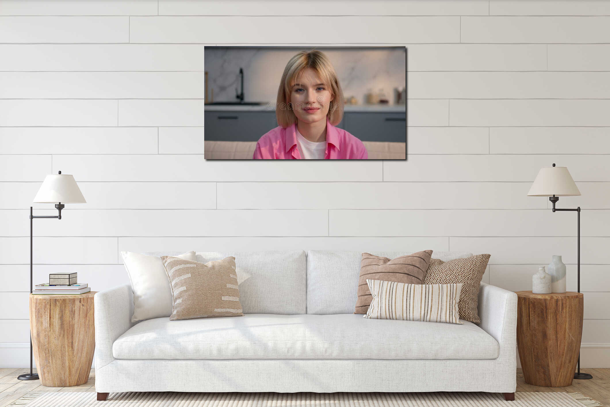 Canvas hanging interior mockup