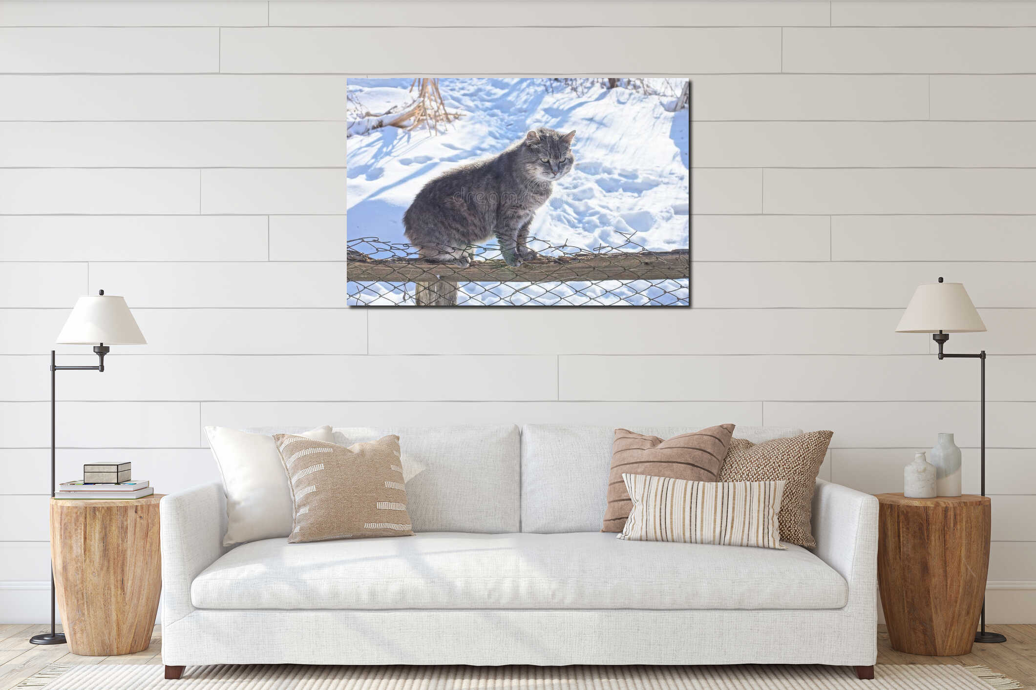 Canvas hanging interior mockup