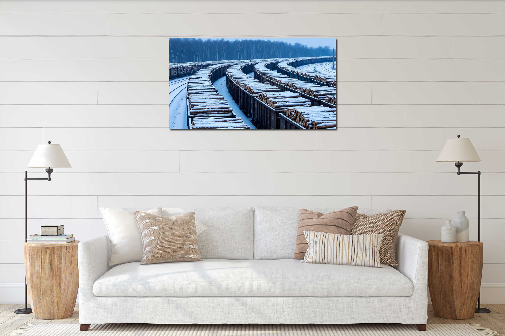 Canvas hanging interior mockup