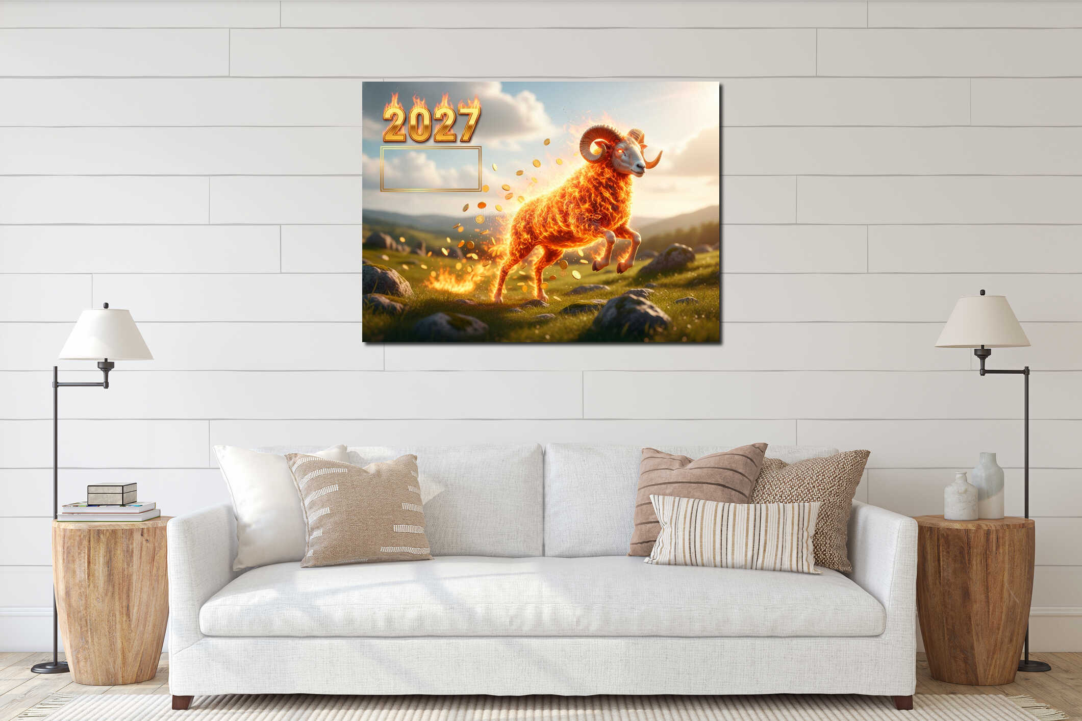 Canvas hanging interior mockup