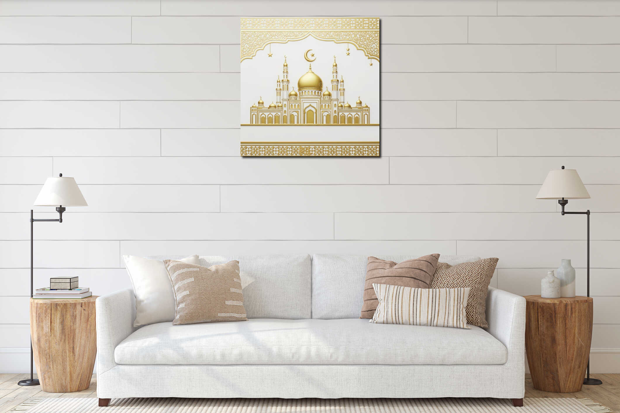 Canvas hanging interior mockup