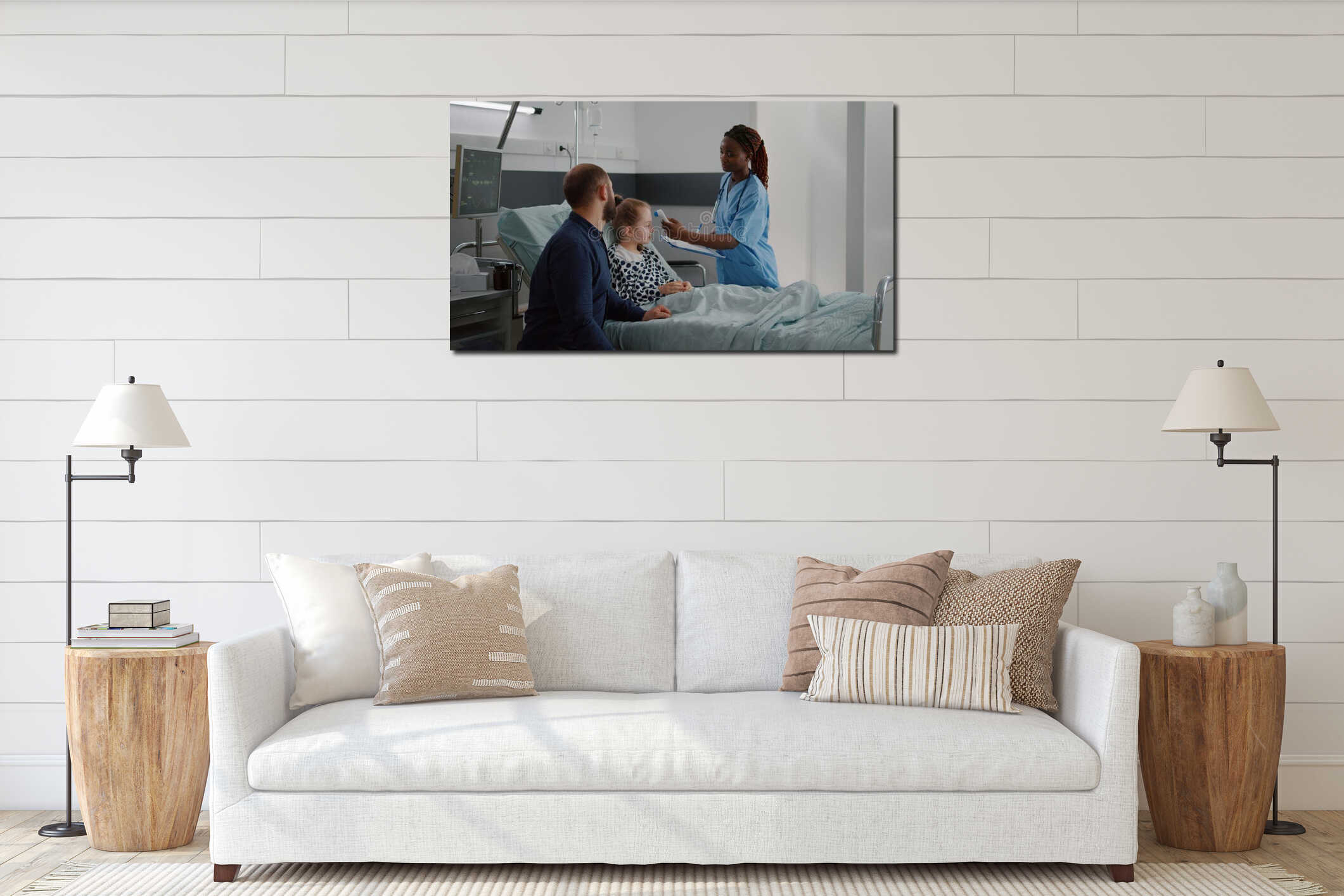 Canvas hanging interior mockup