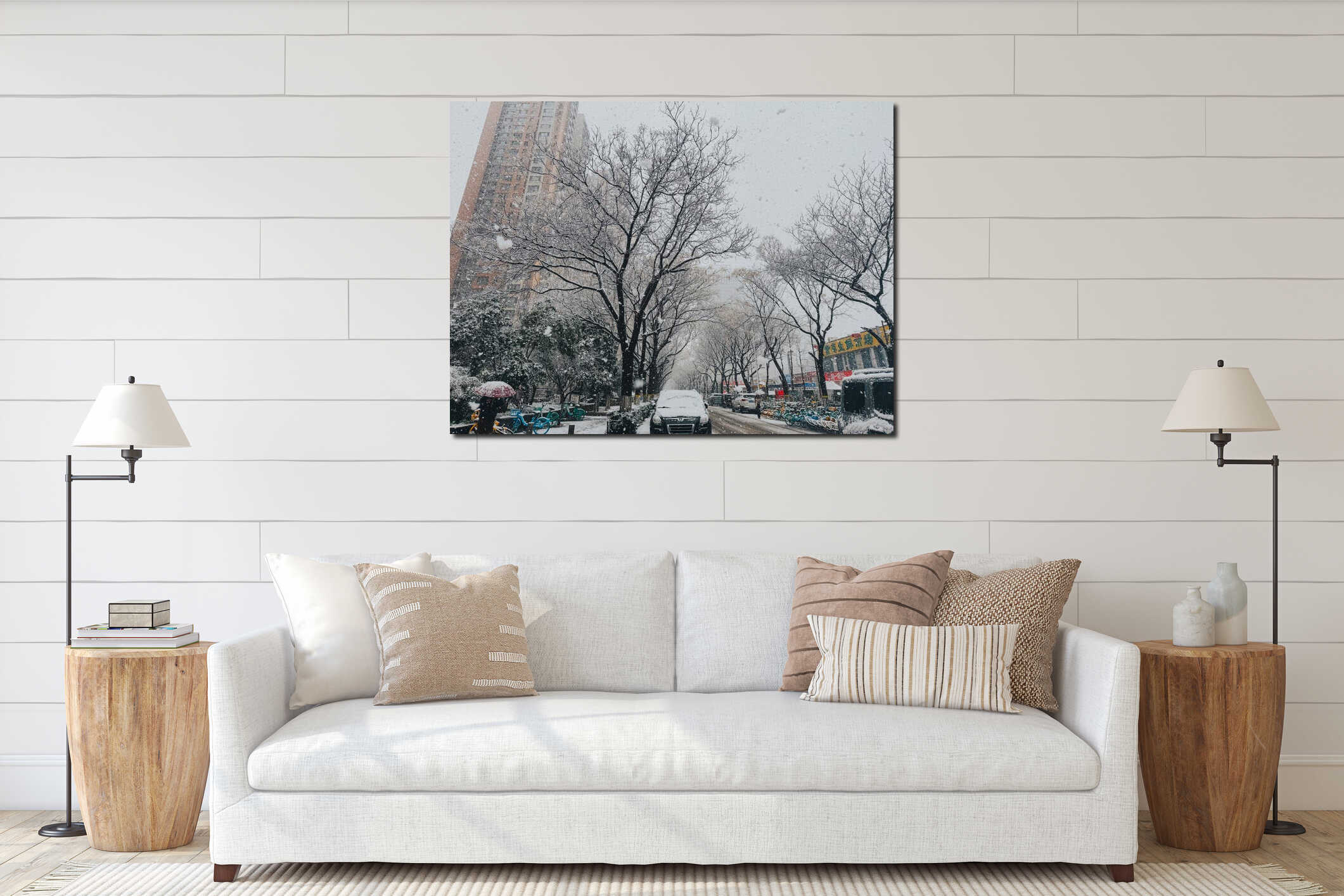 Canvas hanging interior mockup