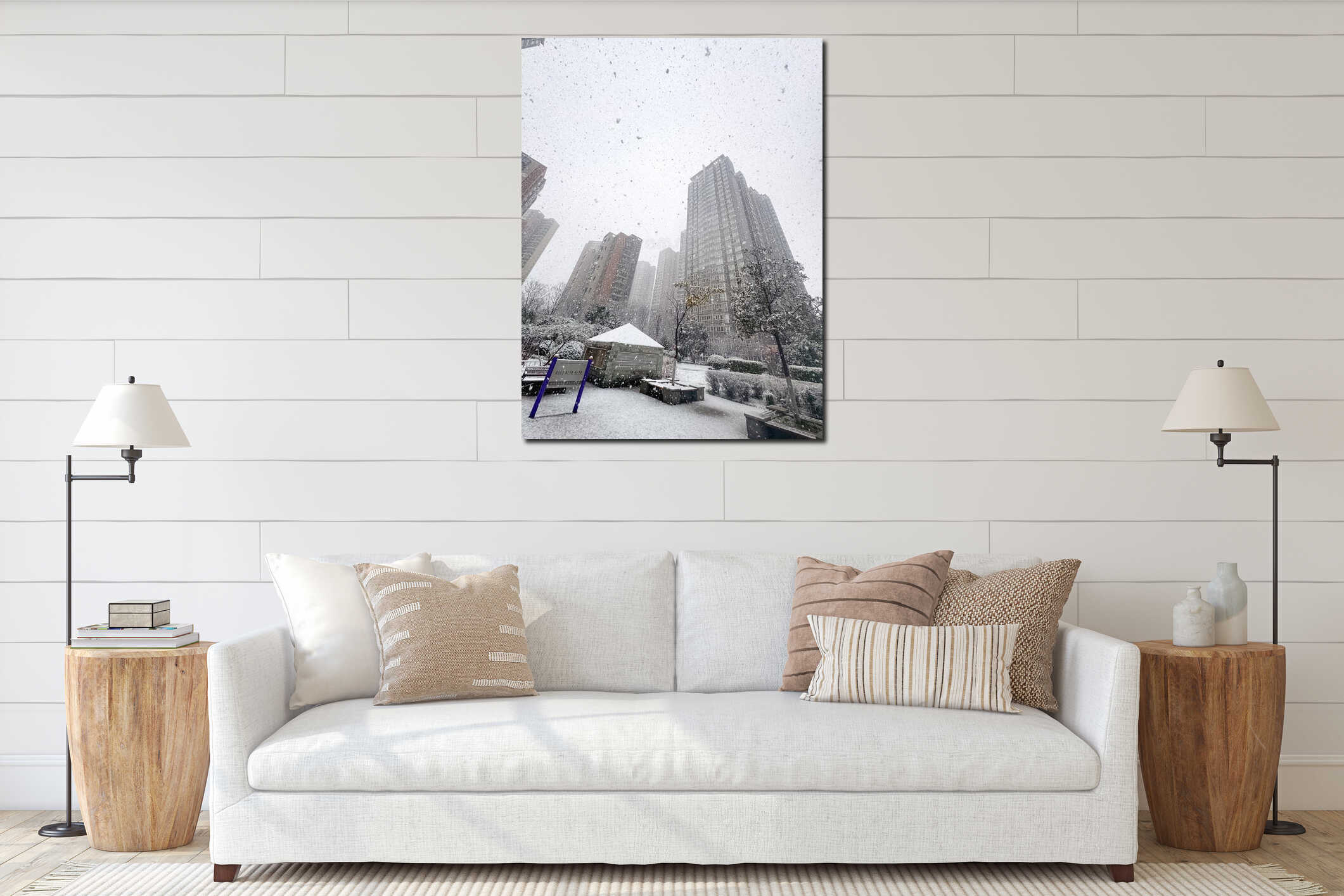 Canvas hanging interior mockup