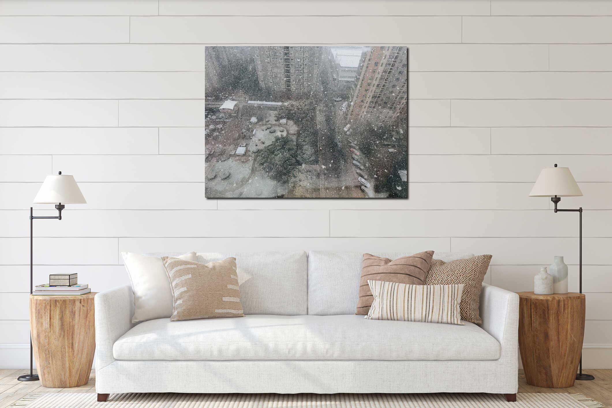 Canvas hanging interior mockup