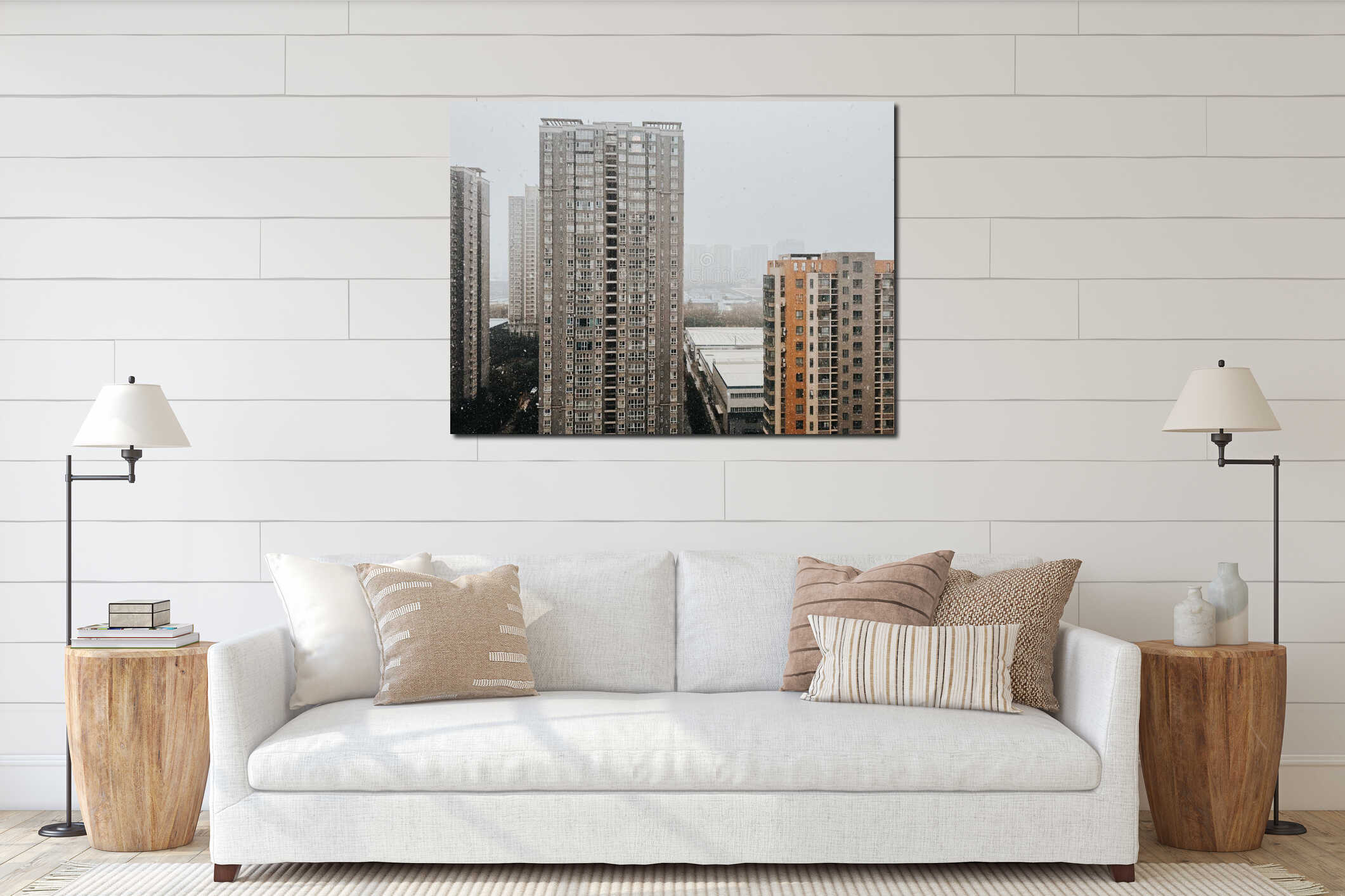 Canvas hanging interior mockup