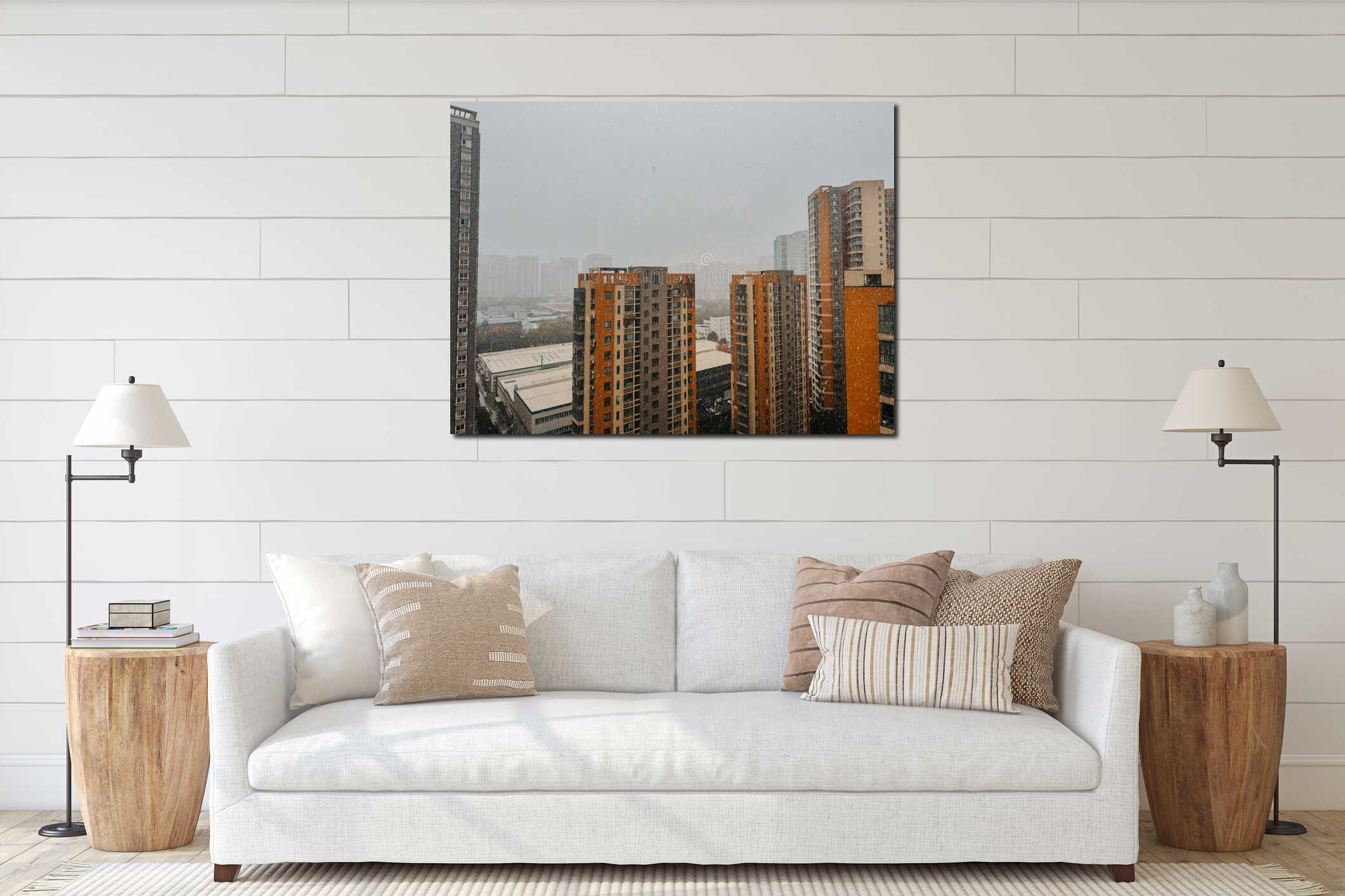Canvas hanging interior mockup