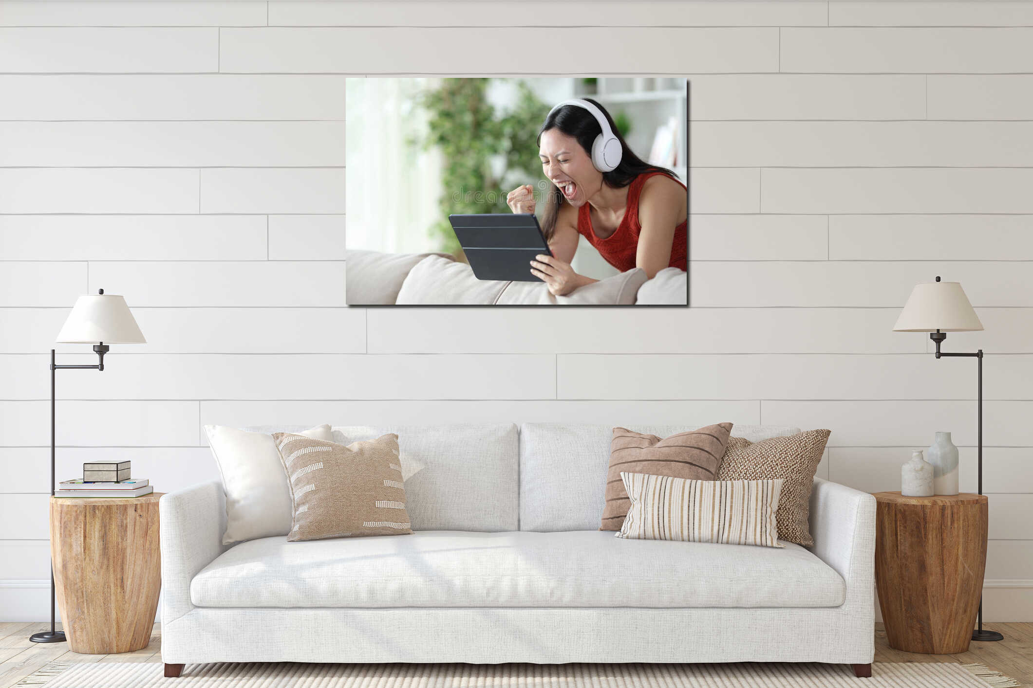 Canvas hanging interior mockup